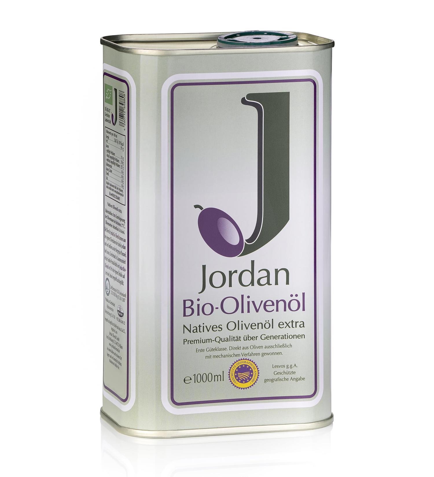 Premium Jordan Bio Olive Oil - 1L Canister | Authentic Greek Cold-Extracted Olive Oil from Lesbos | Handpicked & Certified - Buy Online on GoSupps.com
