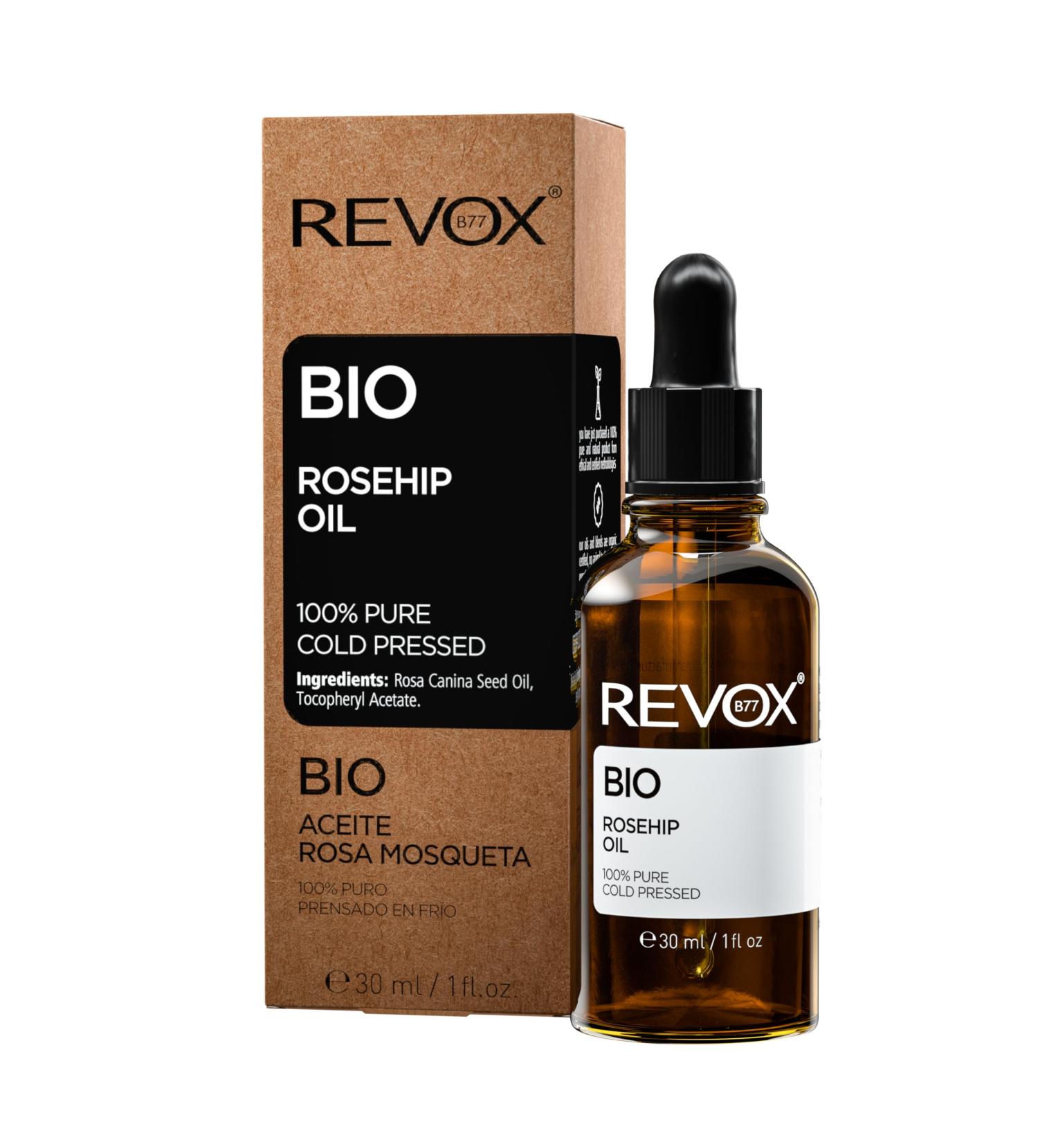 REVOX B77 Organic Rosehip Oil 100 Pure 30 ml Pure Rosehip Oil Protects and Softens Skin Reduces Scars and Dark Spots Regulates Sebum Production Moisturizes and Reduces Dryness - Buy Online on GoSupps.com