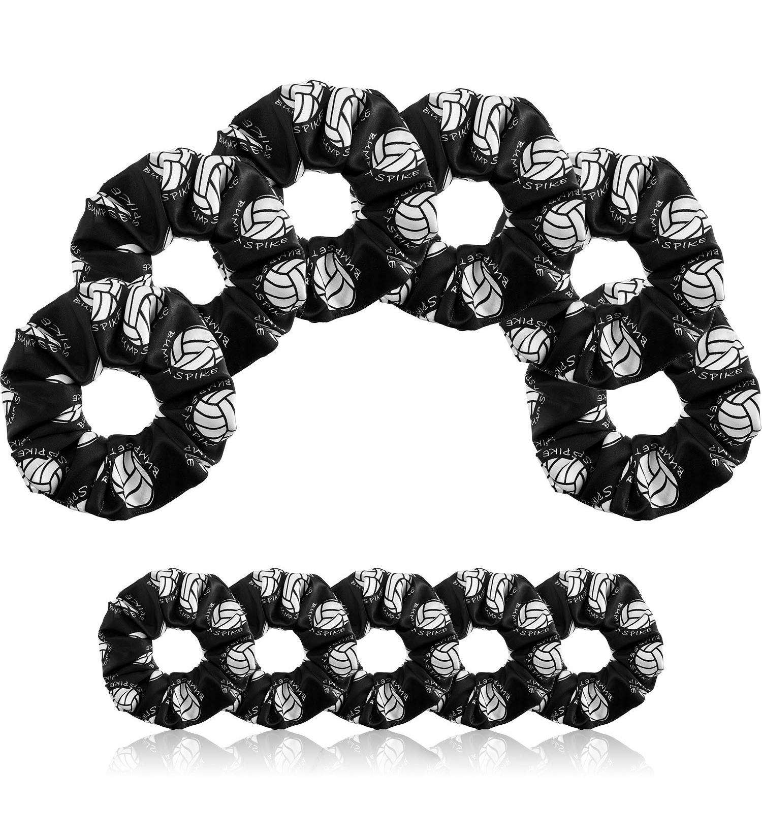 12-Piece Silk Hair Scrunchies for Volleyball Players - Elastic Satin Ties for Ponytails, Teams, and Gifts - Black Hair Accessories for Women and Girls - Buy Online on GoSupps.com