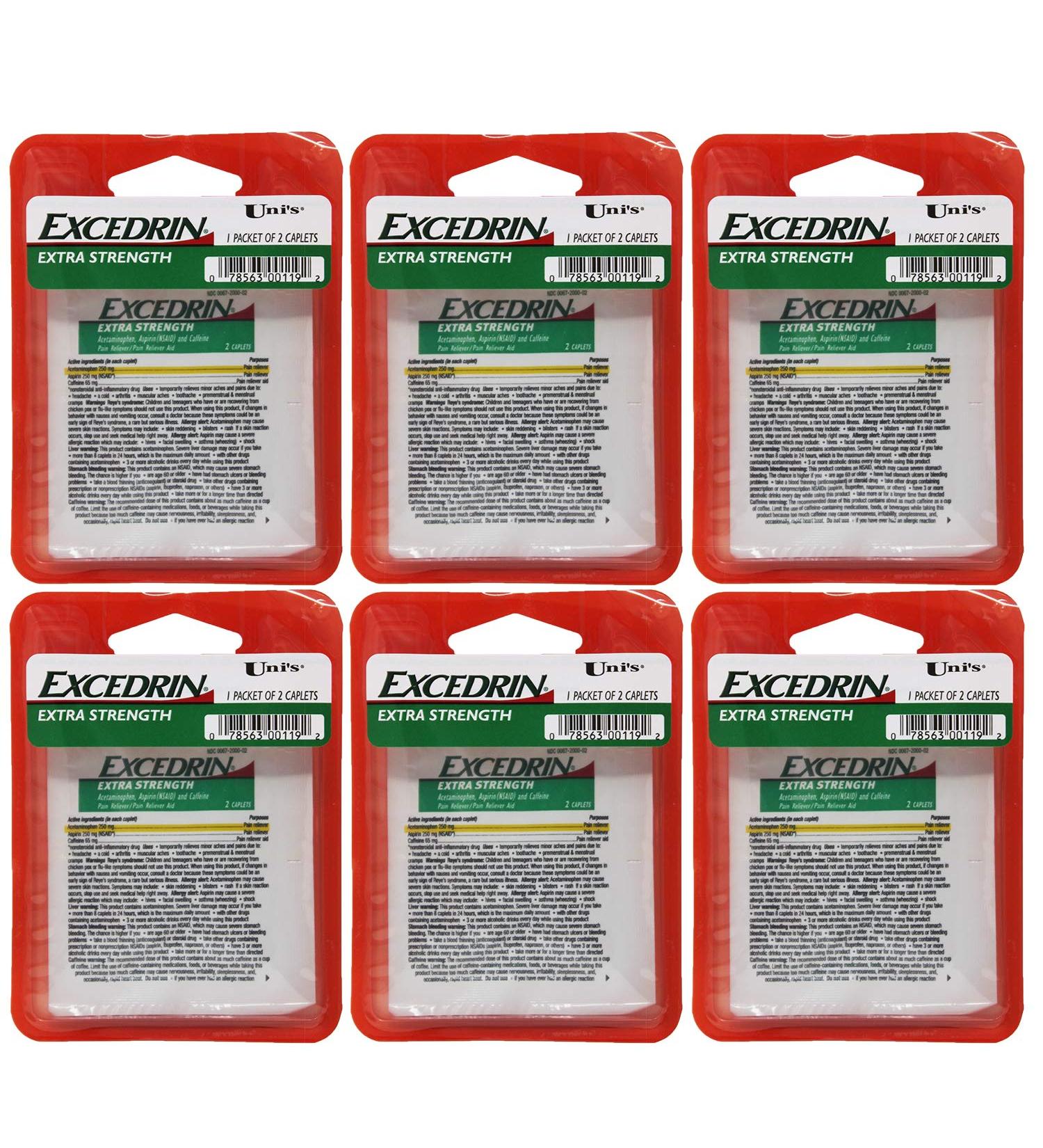 Uni's Excedrin Extra Strength - 6 Count Single Dose | Fast Relief for Headache Toothache Backache & More - Shop Internationally - Buy Online on GoSupps.com