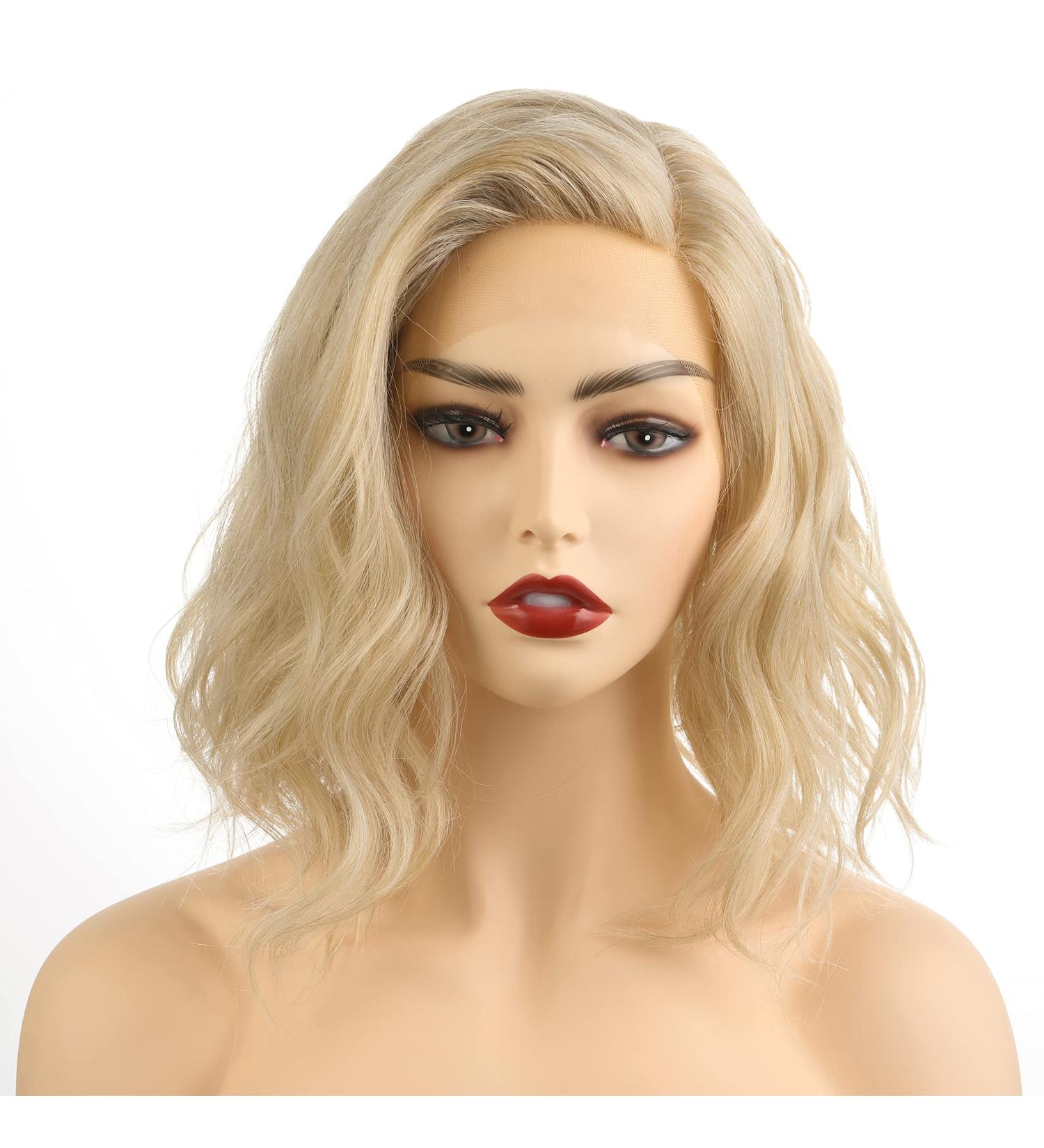 Shoulder Length Blonde Lace Front Bob Wig for Women - Short Wavy Hair - Buy Online on GoSupps.com