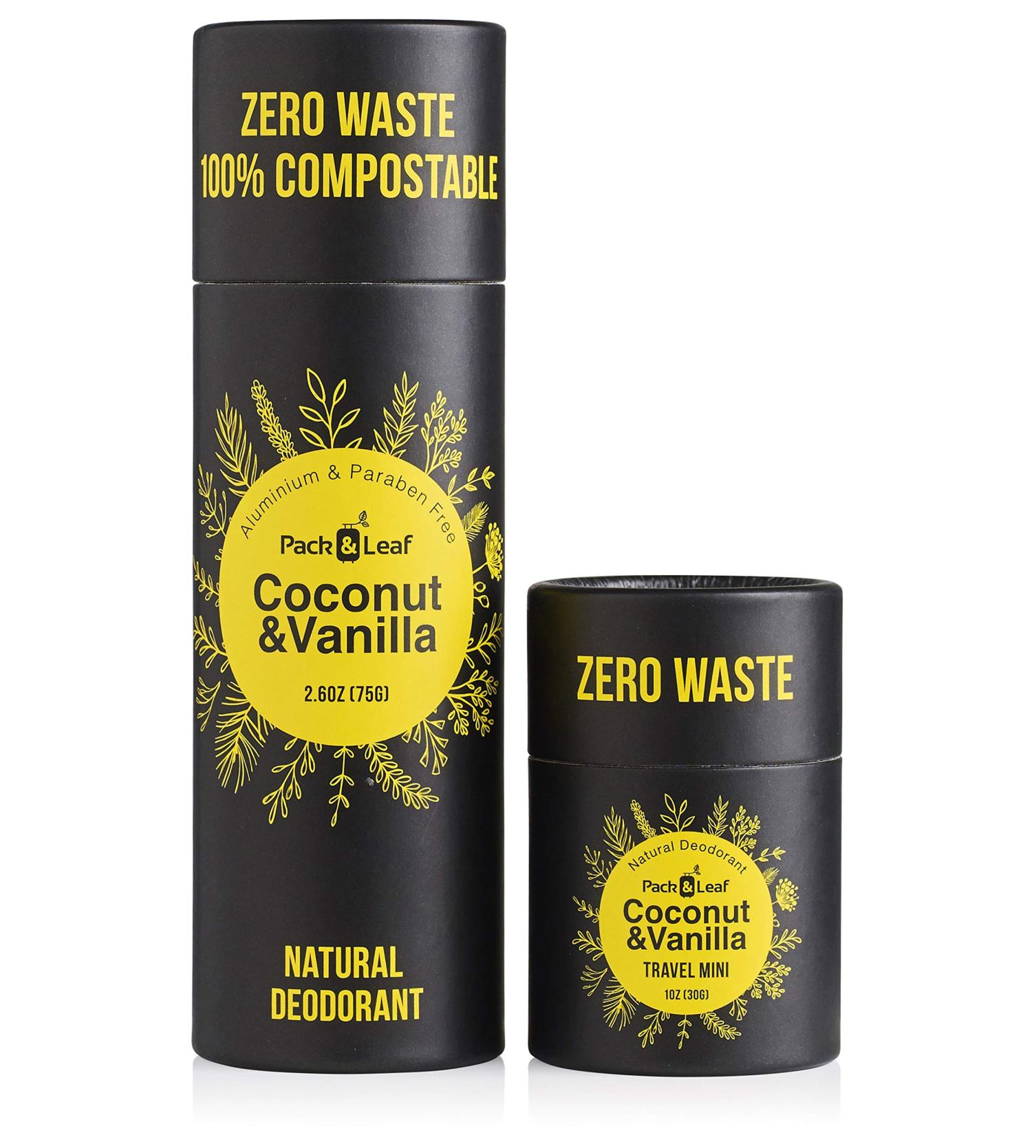 Coconut Vanilla Natural Deodorant Stick Set | Aluminum-Free, Vegan, Eco-Friendly | Women & Men | Full & Travel Size | Zero Waste | Cruelty-Free (3.7oz) - Buy Online on GoSupps.com