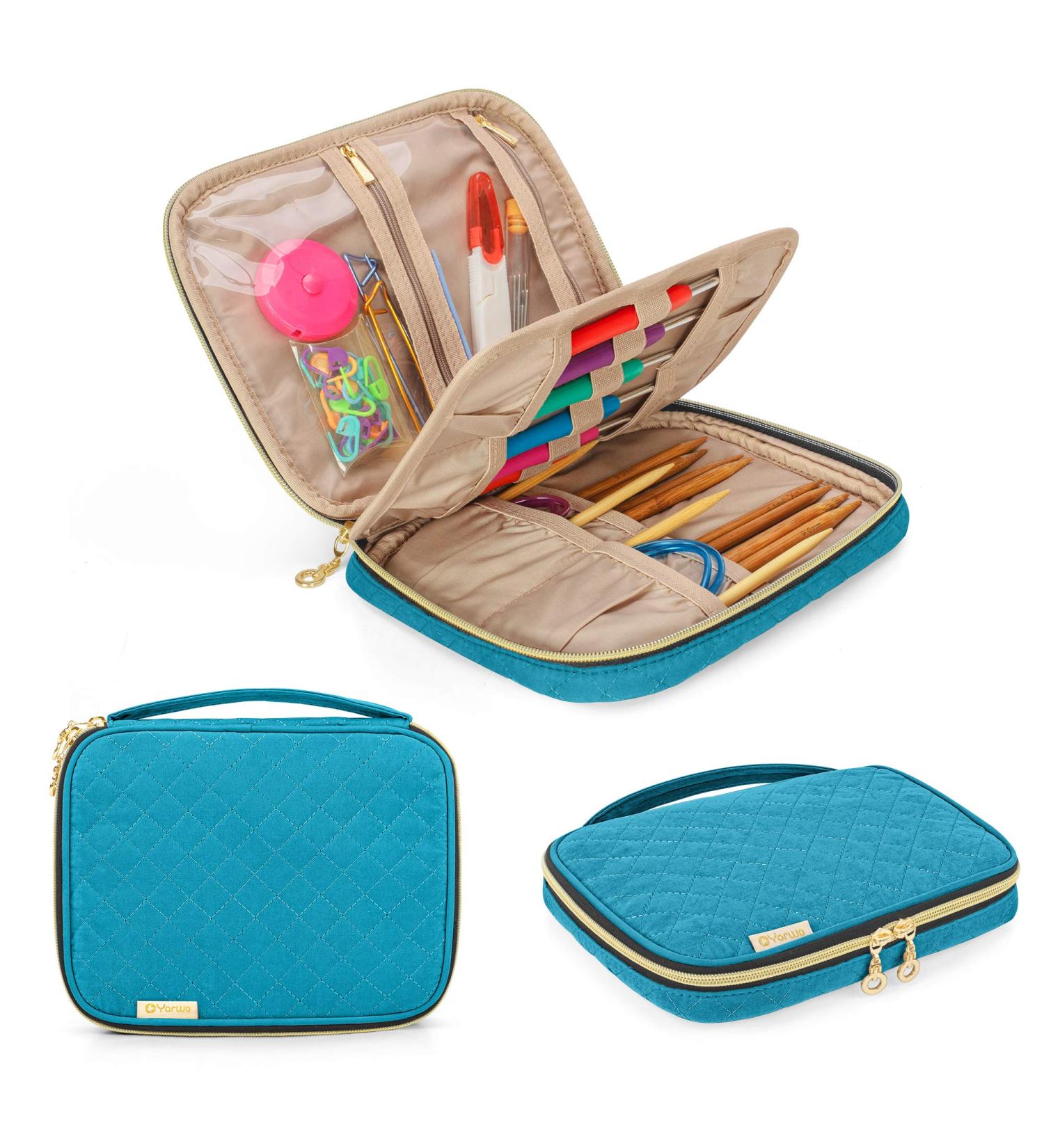 YARWO Crochet Hook Case - Teal Travel Organizer for Crochet Hooks and Knitting Needles | Bag Only Patented Design - Buy Online on GoSupps.com