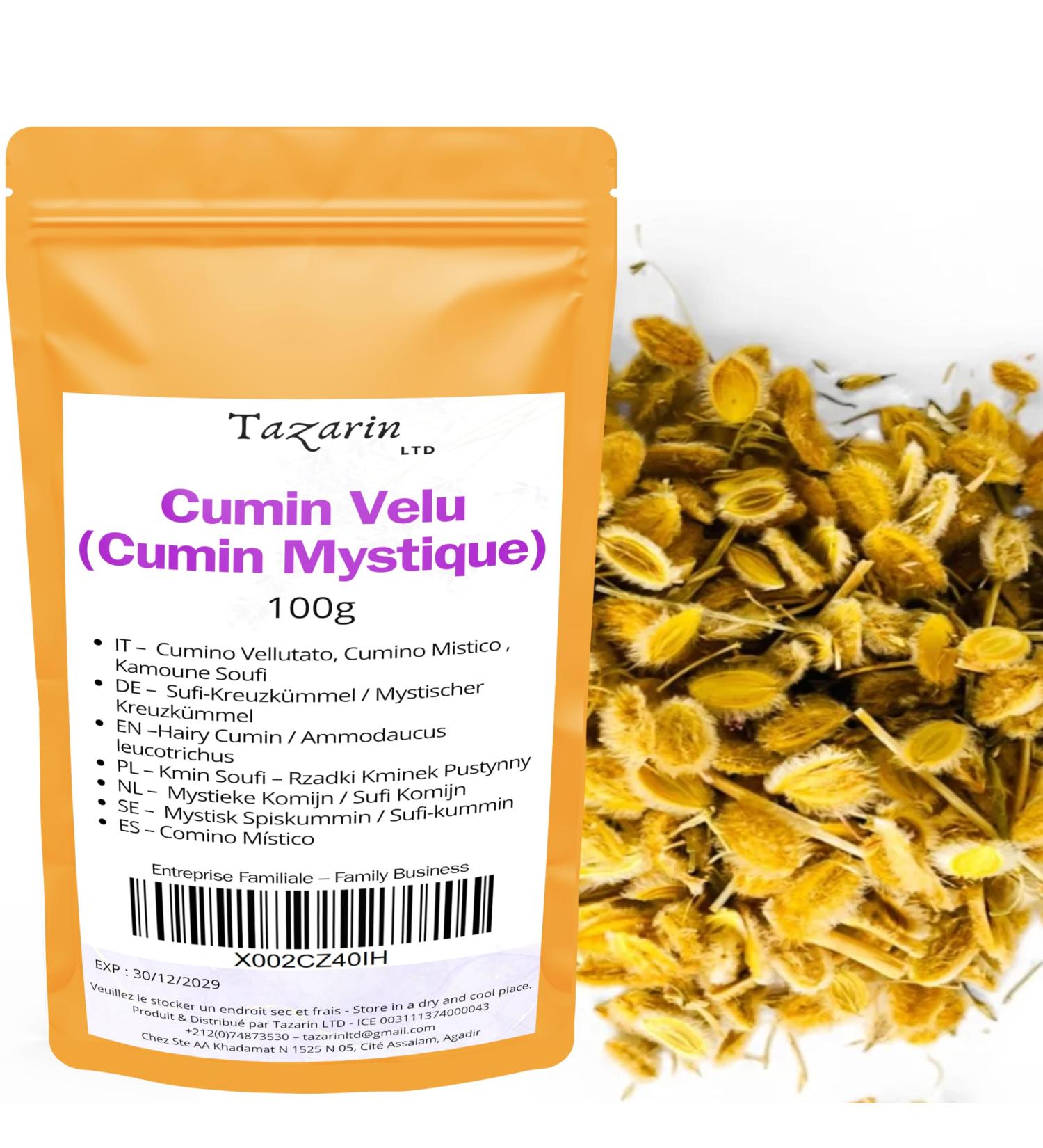 Tazarin LTD 100 g Velu Cumin - Sufi Kamoune - Sufi Cumin - Digestive Regulator - Natural Anti-inflammatory - Detoxifying - Relieves Bloating - 100% Natural Pure and No Additives | Superior Quality
