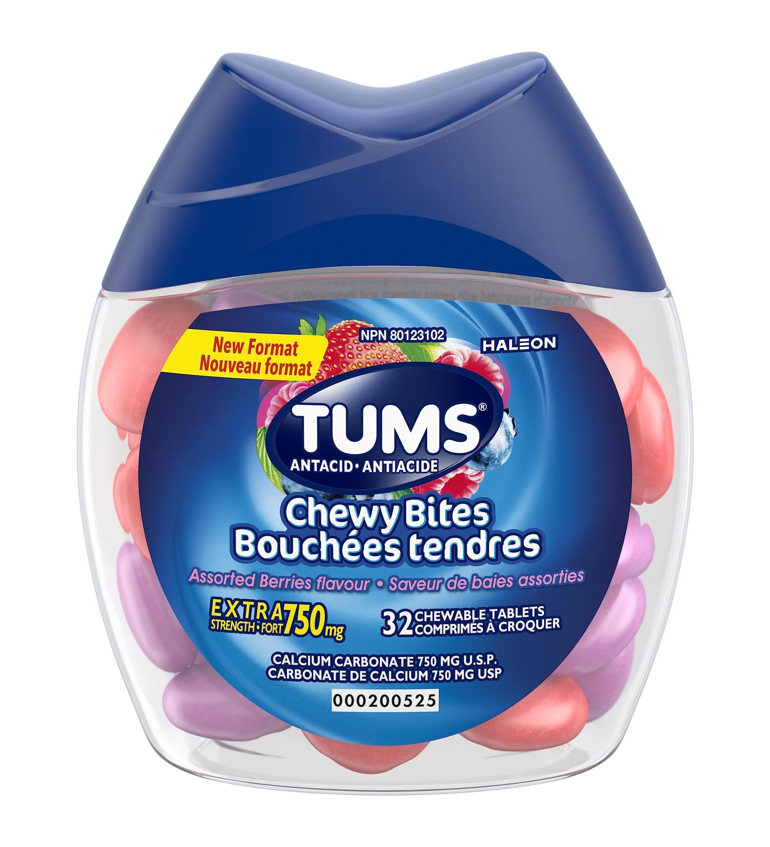 Tums Chewy Bites Assorted berries flavour Antacid for Heartburn Relief 32 Count - Buy Online on GoSupps.com
