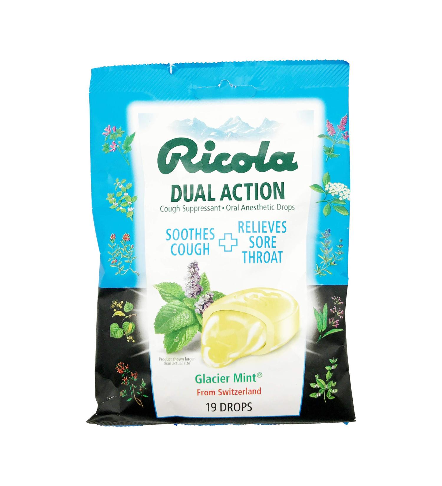 Ricola Extra Strength Cough Suppressant Drops Glacier Mint 19 Drops