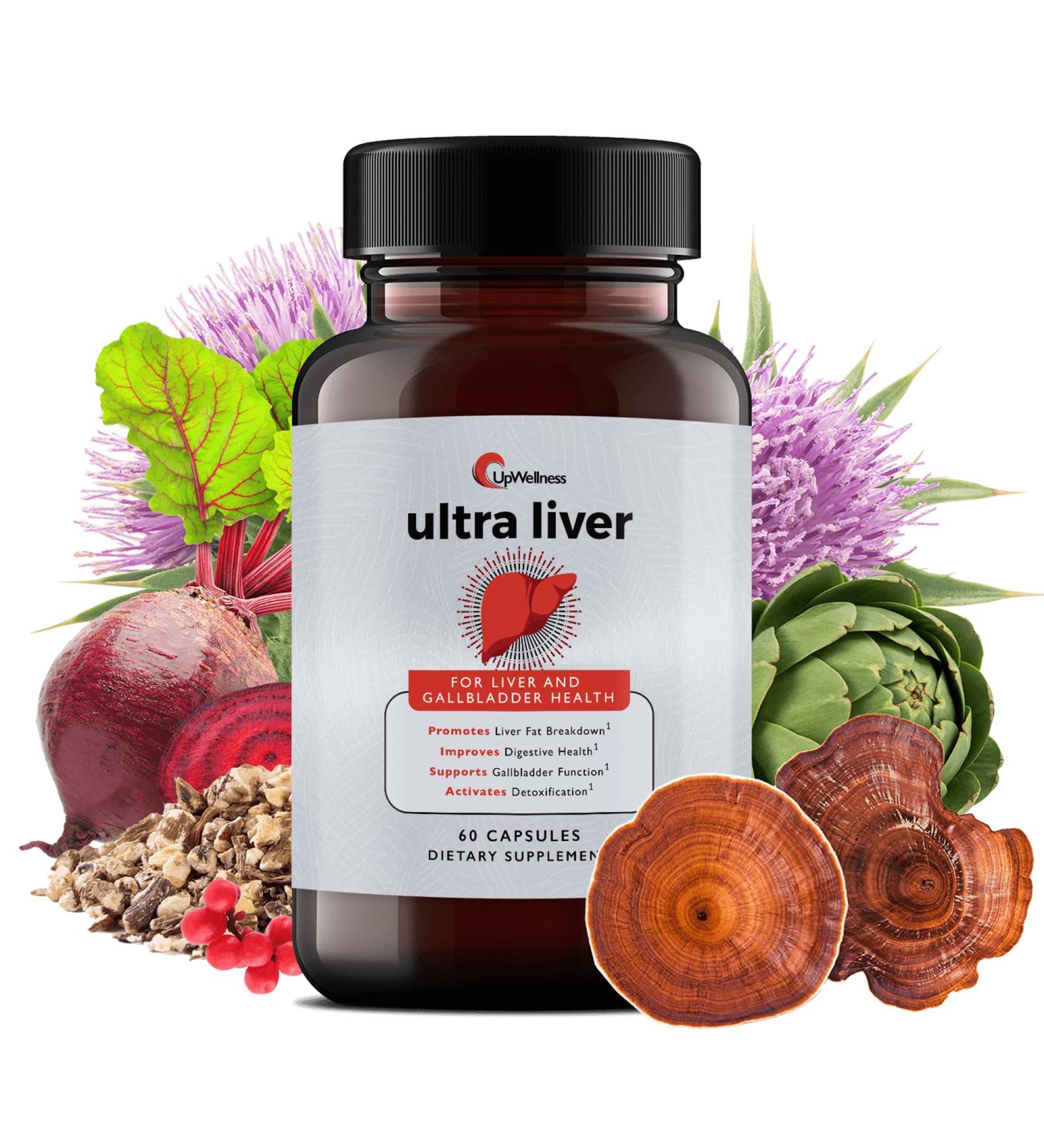 UpWellness Ultra Liver Supplement for Liver Support and Gallbladder Support - Powered by TMG NAC Milk Thistle and More - Liver Cleanse Detox & Repair - 60 Capsules 60 Count (Pack of 1) - Buy Online on GoSupps.com