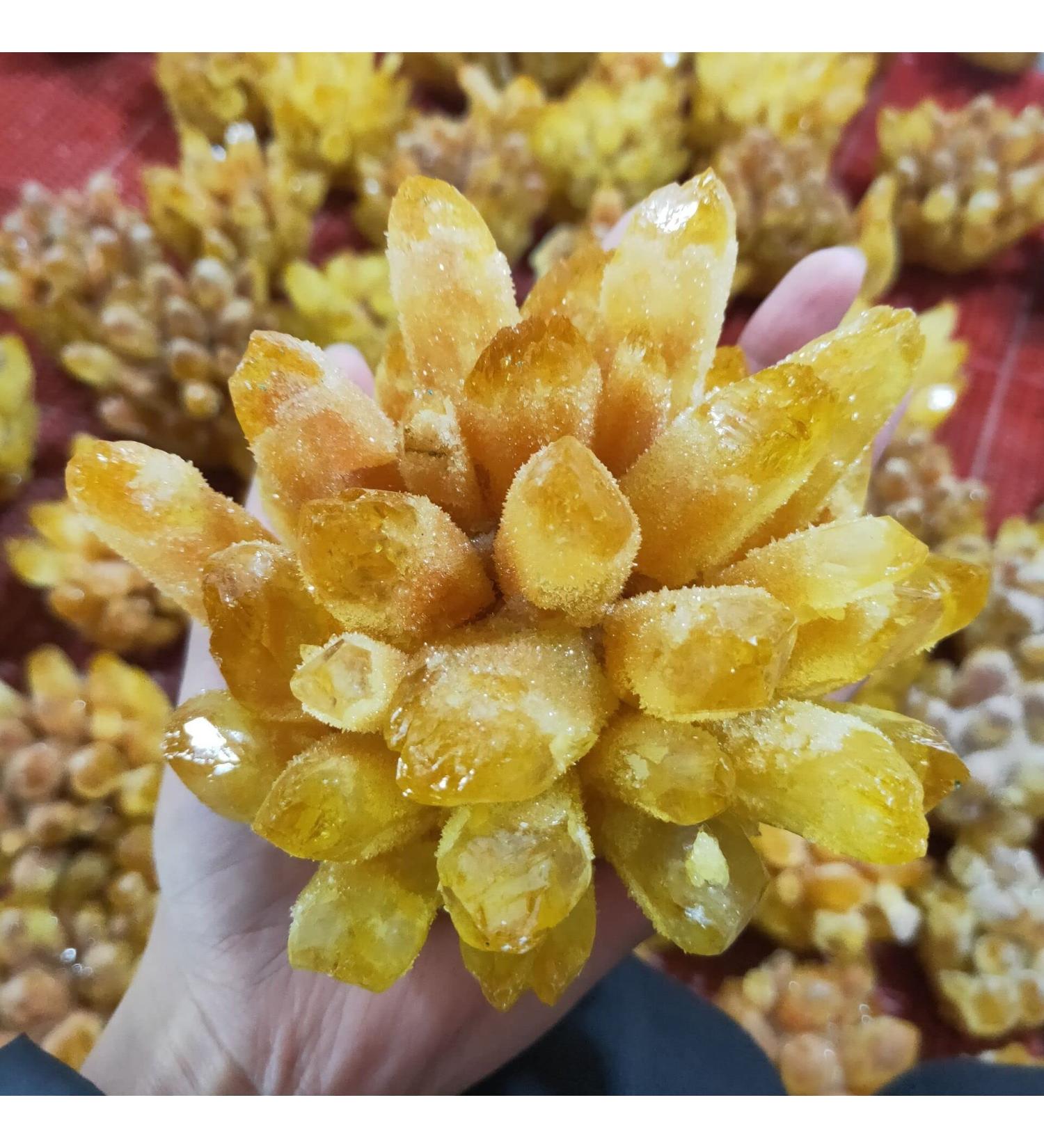 Natural Crystal 700-800g Natural Yellow Ghost Phantom Quartz Crystal Cluster Rock Stones and Crystals Reiki Specimen Home Home Goods - Buy Online on GoSupps.com