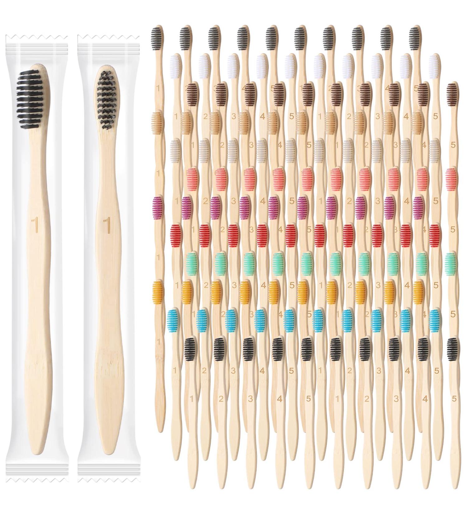 120 Pcs Bamboo Toothbrushes Bulk Soft Bristle Toothbrush Wooden Disposable Travel Toothbrush Bamboo Charcoal Individually Wrapped Toothbrush for Kid Adult Home Travel Use  7.5 Inch  12 Colors (Number) - Buy Online on GoSupps.com