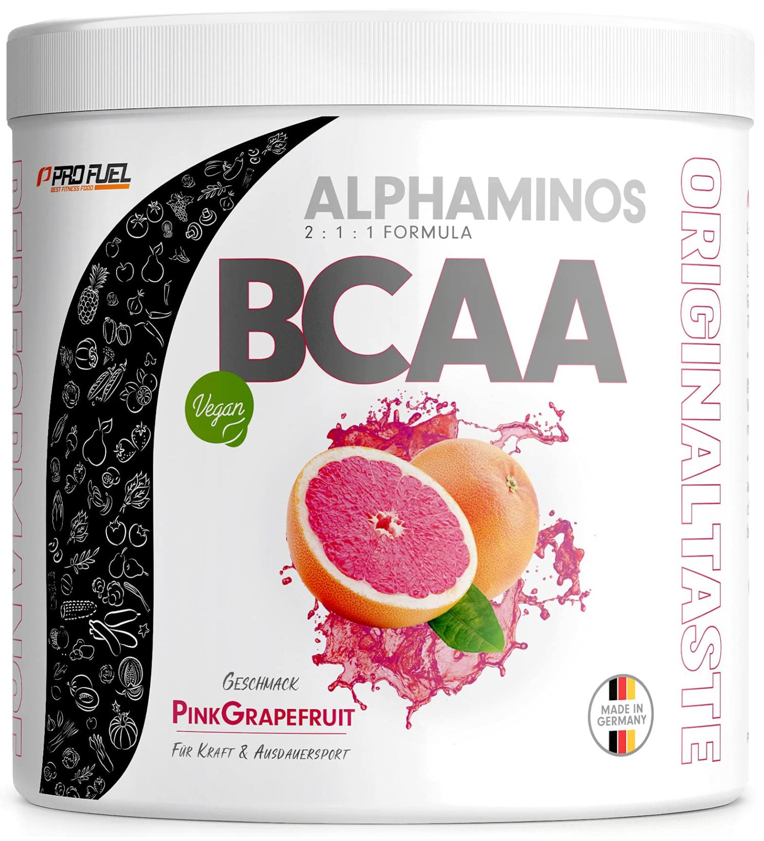 Buy BCAA Powder 300g - Alphaminos Pink Grapefruit | Vegan Essential Amino Acids | Test Winner Unbelievably Delicious Taste - Buy Online on GoSupps.com