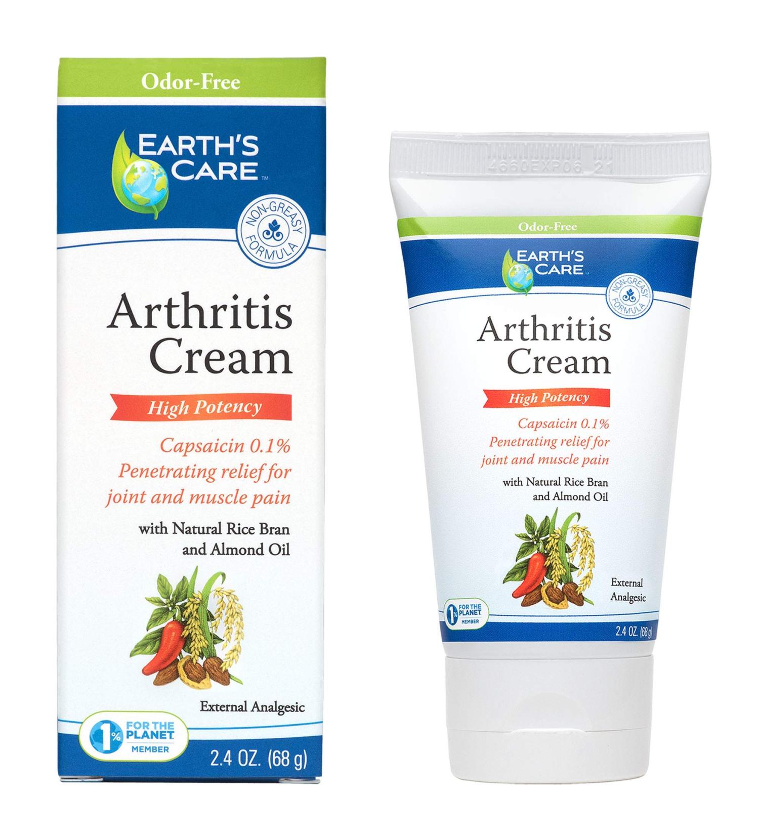 Earth's Care Arthritis Cream 0.1% Capsaicin 2.4 oz - Paraben, Color, Fragrance-Free - Odorless Formula - 1 Pack - Buy Online on GoSupps.com