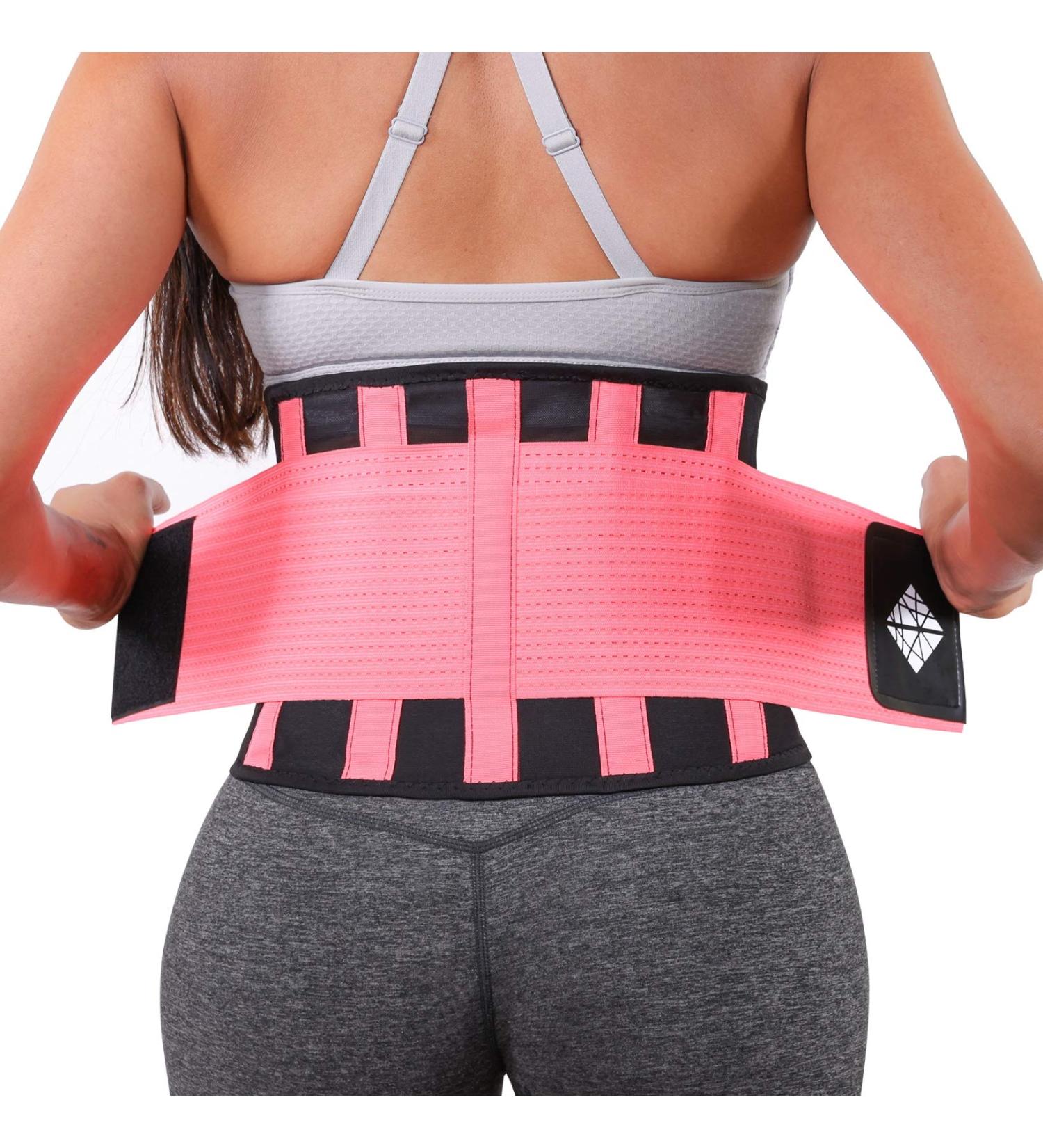 NeoHealth Light & Breathable Lower Back Brace | Lumbar Support & Waist Trimmer Belt for Posture Recovery, Pain Relief & Exercise | Pink XL - Buy Online on GoSupps.com