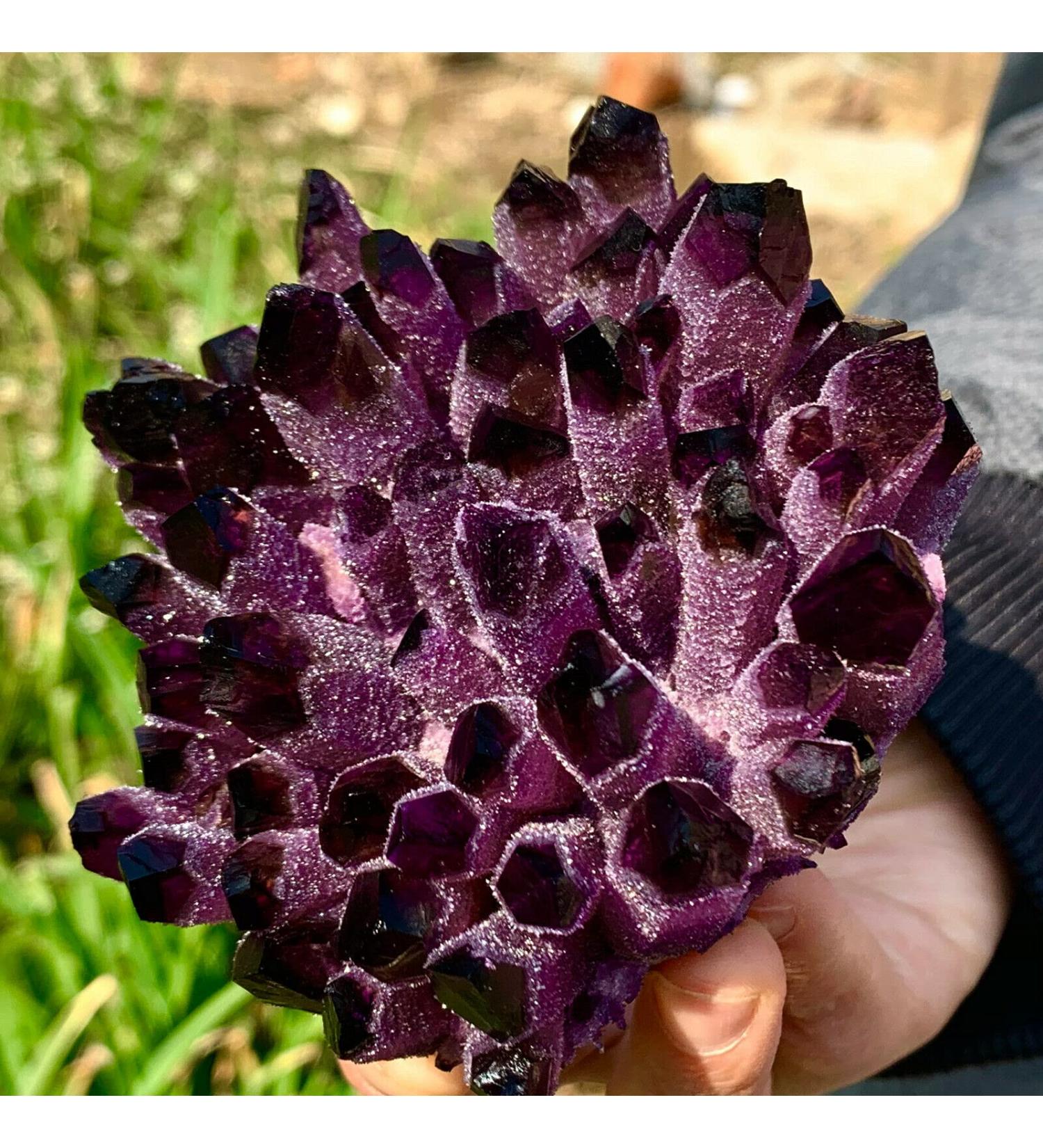 Natural Amethyst geode Quartz Cluster Crystal Specimen Home Collections (Size : 350-400g) - Buy Online on GoSupps.com