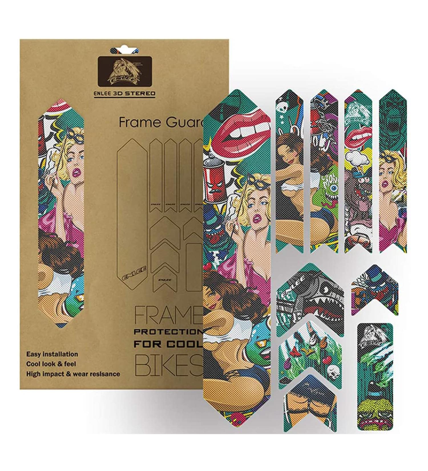 ENLEE Bike Frame Protection Tape | Mountain Bike Protective Stickers Set | High Impact Frame Guard | Colorful Beauty Pattern - Buy Online on GoSupps.com