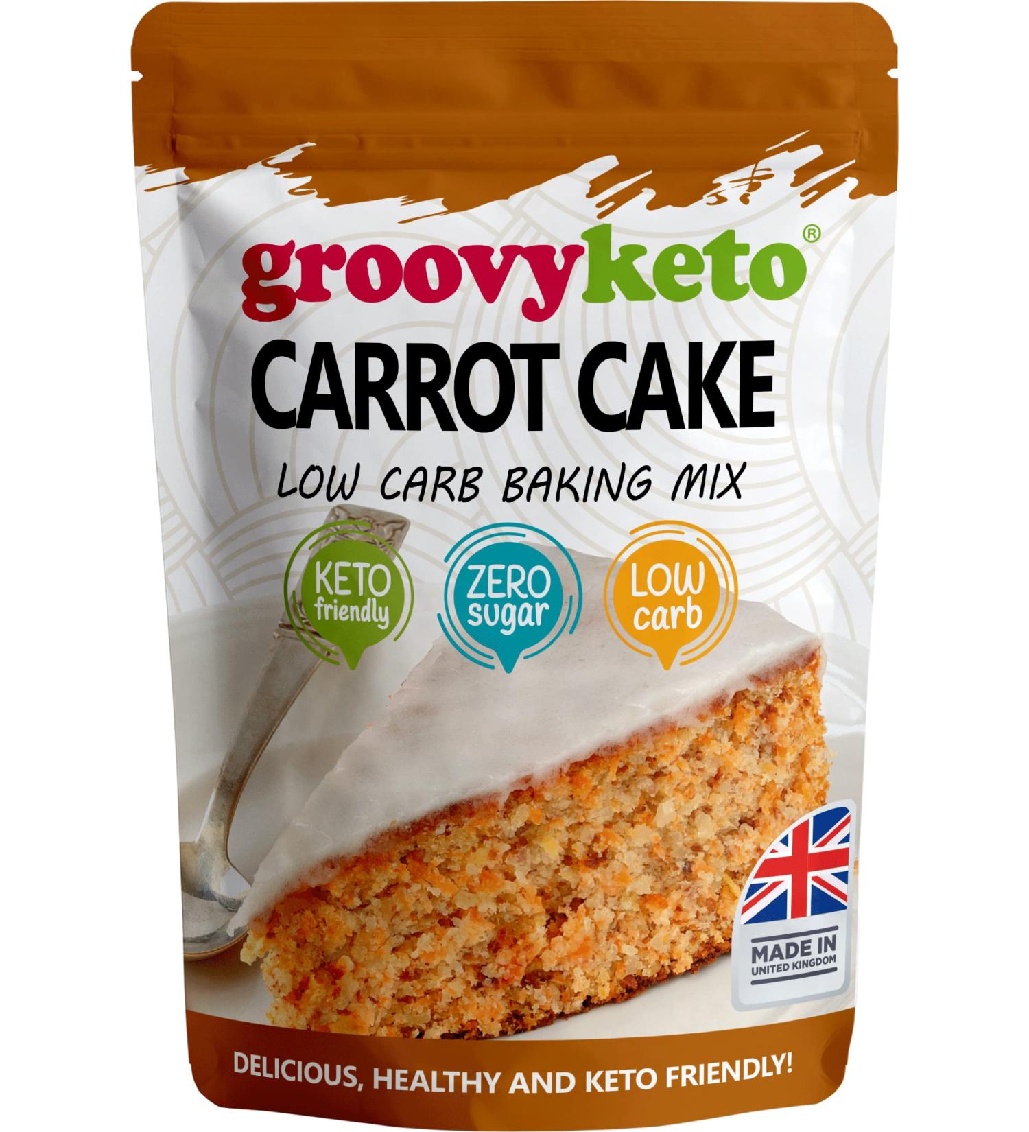 Groovy Keto Carrot Cake Mix | Low Carb, Sugar Free | Only 1.7g Net Carbs Per Slice | Diabetic Friendly | 260g Pouch - Buy Online on GoSupps.com