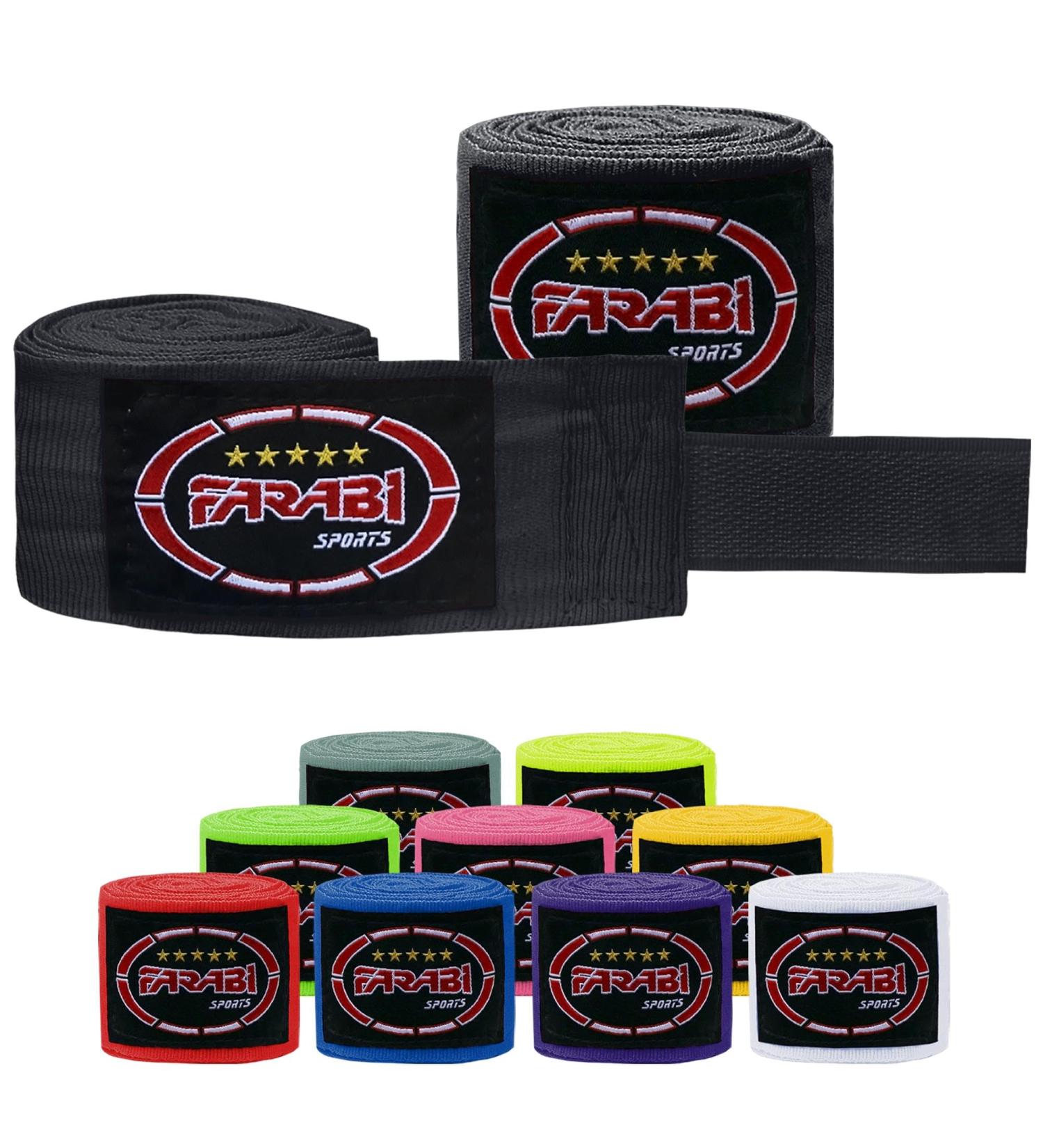 Farabi Sports Boxing Hand Wraps for Kids & Adults - 4M Black Gym Fitness & Sparring Wraps - Buy Online on GoSupps.com
