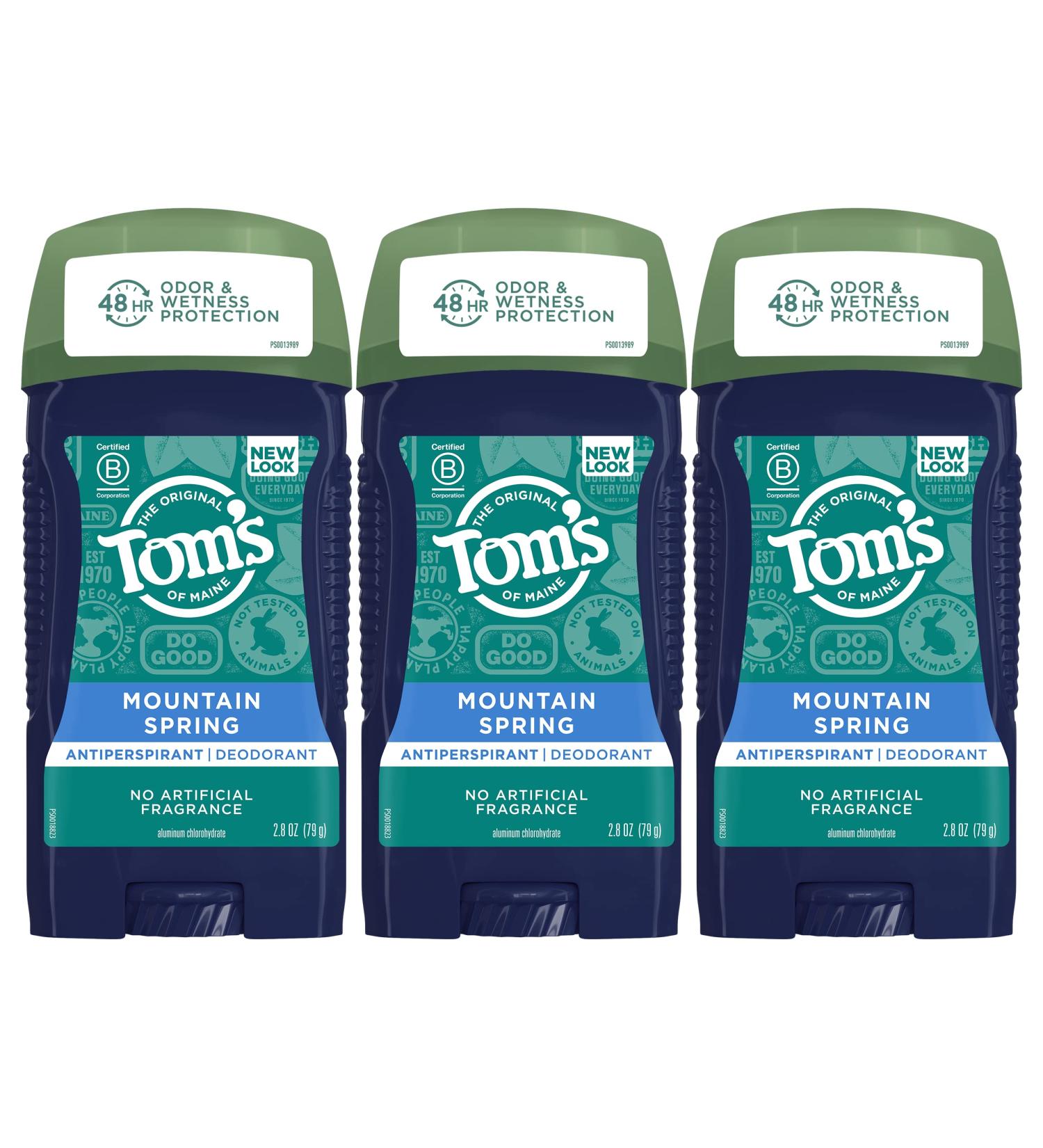 Tom's of Maine Men's Antiperspirant Deodorant Mountain Spring 2.8 oz 3-Pack - Buy Online on GoSupps.com