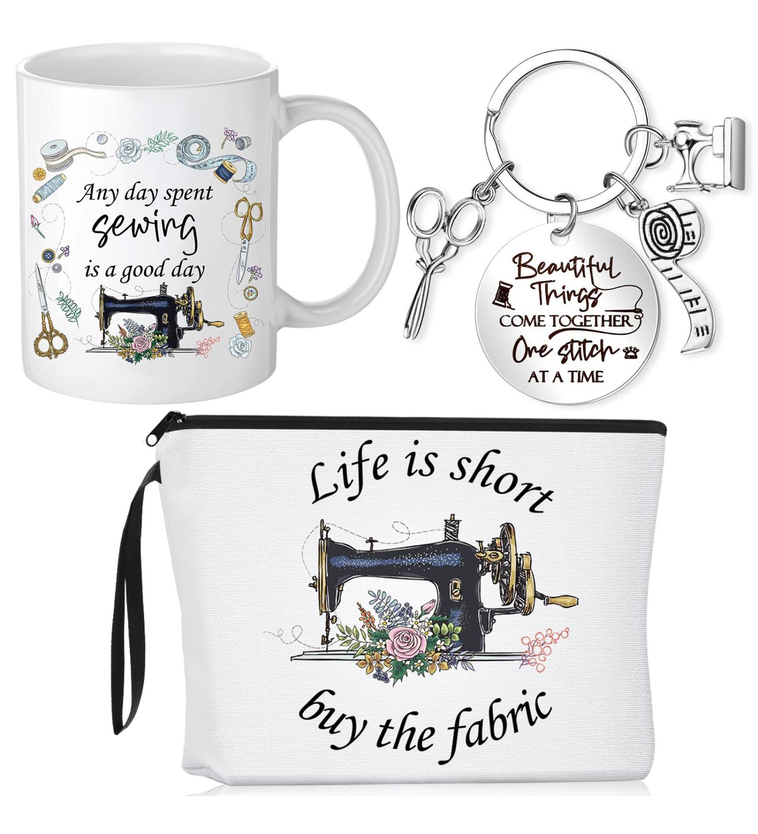 Inbagi Sewing Gift Set for Seamstress Women - Cosmetic Bag, Quilting Coffee Mug, Quilter Keychain - Funny Gifts for Quilters and Sewing Lovers - Buy Online on GoSupps.com