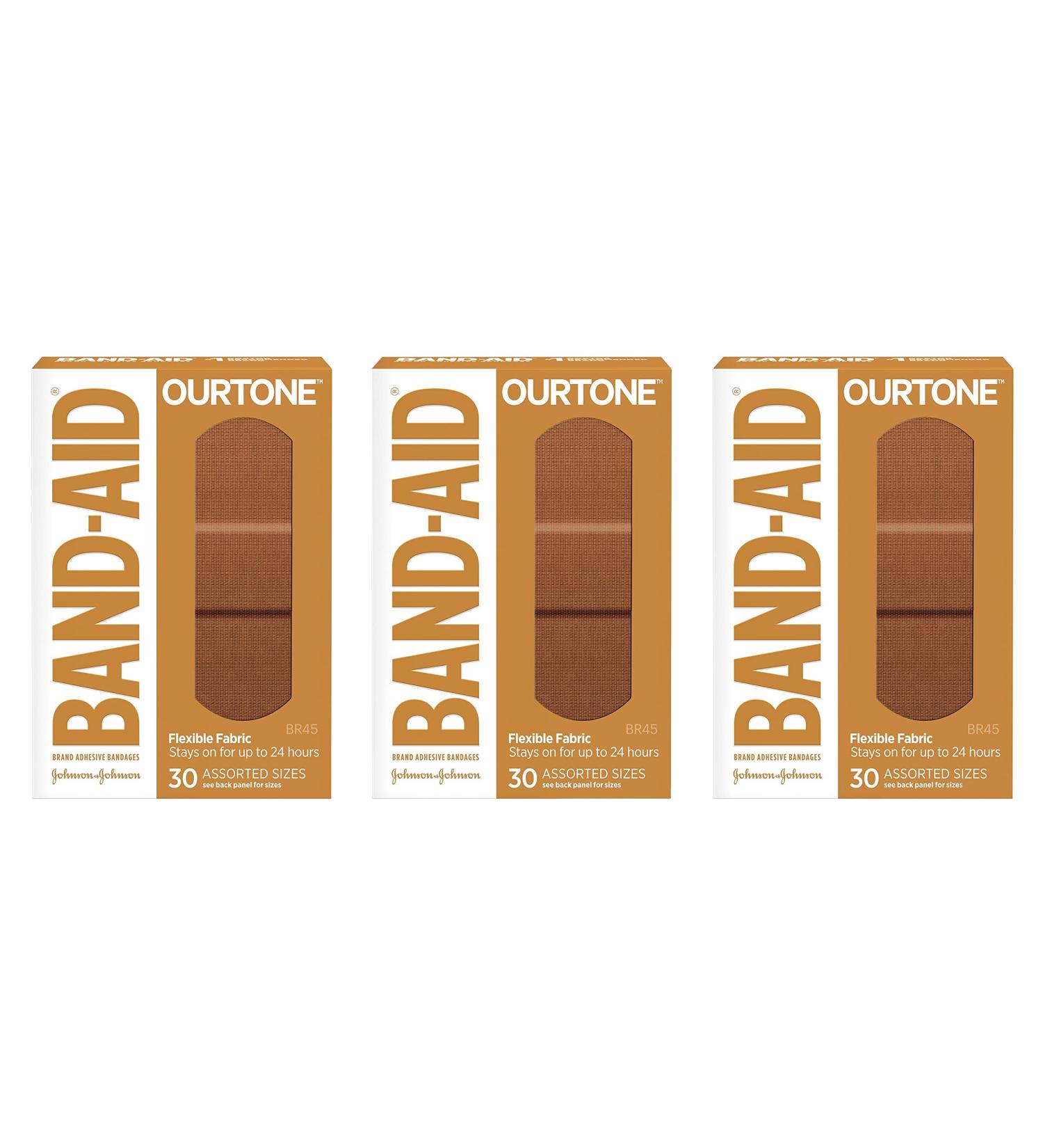 Band-Aid Brand Ourtone Adhesive Bandages Flexible Protection & Care for Minor Cuts & Scrapes with Quilt-Aid Pad - BR45 Assorted Sizes 30 ct Pack of 3 - Buy Online on GoSupps.com