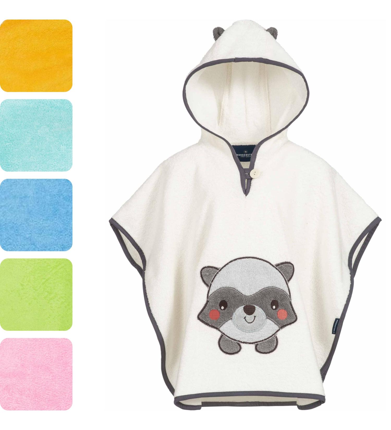 Morning Star Badeponcho for Kids | 100% Cotton Hooded Towel & Bathrobe - Oeko-Tex Certified Cream Raccoon for Ages 1-3 - Buy Online on GoSupps.com