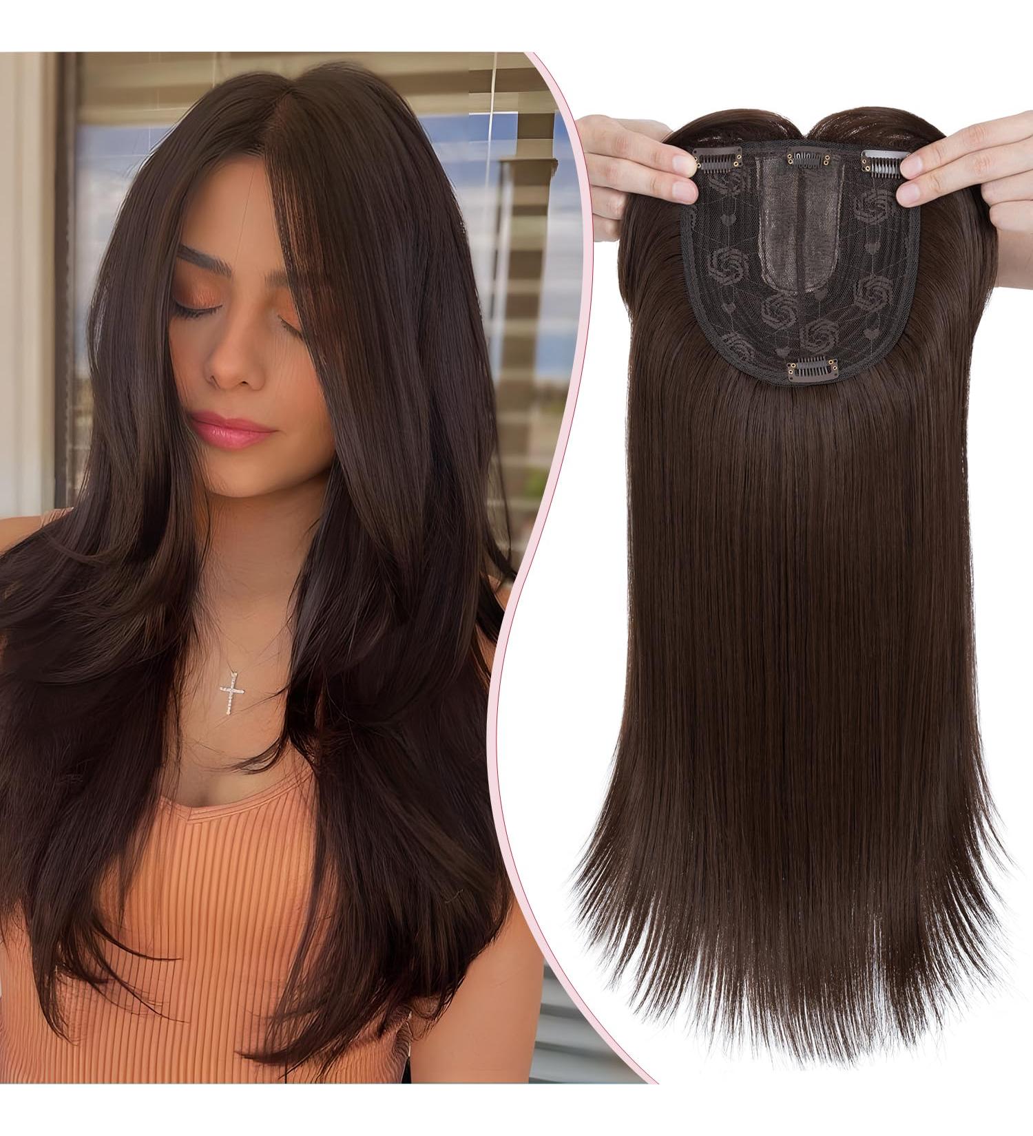 S-Noilite 18 Inch Hair Topper for Thinning Hair - Big Base Women's Hair Loss Extensions - Clip in Fringe Pieces 8B - Buy Online on GoSupps.com
