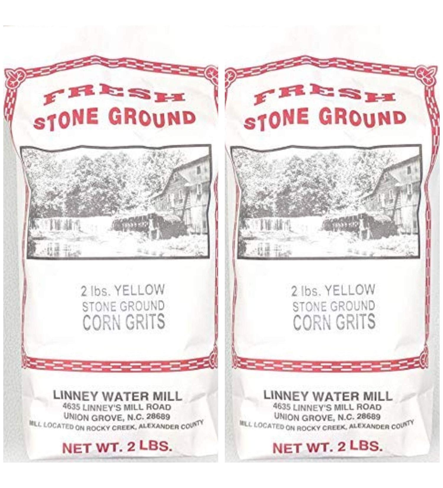 Linney's Water Mill Fresh Stone Ground Yellow Corn Grits 2-2 Lb. Bags Gluten-Free, No Preservatives Since 1936 (2)
