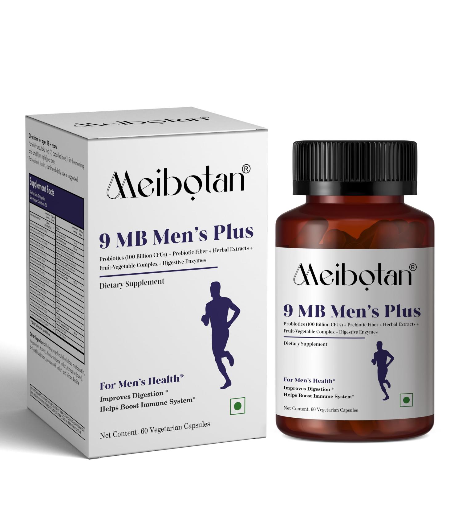 MEIBOTAN Probiotics Plus 100 Billion CFU - 16 Strains - Organic Probiotics - Immune Digestive & Gut Health - Supports Occasional Constipation Diarrhea Gas & Bloating - for Men - 60 Capsules - Buy Online on GoSupps.com