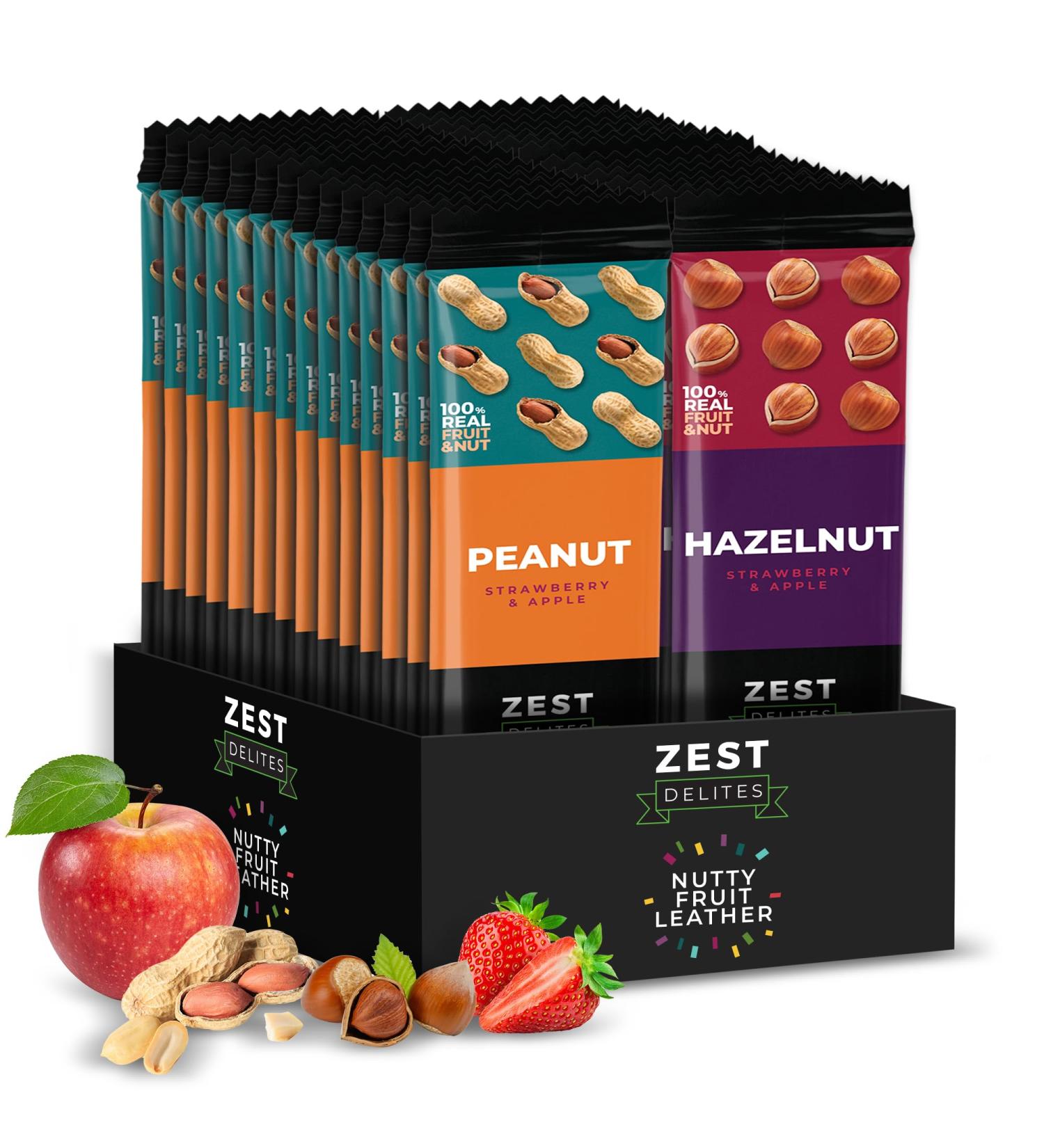 Zest Delites Fruit Roll Ups - Vegan Gluten-Free Healthy Snacks Nutri-Fruit Bars 28 Variety Pack (25g Each) - Buy Online on GoSupps.com