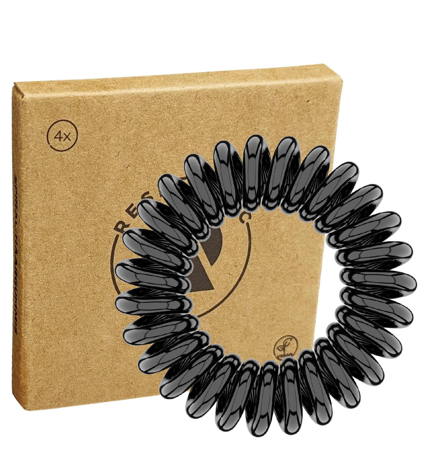 Reskthetic Spiral Hair Tie - Eco-Friendly Black Hair Accessory for Women & Girls | Gentle on Hair Sustainable Design (4x4 cm) - Buy Online on GoSupps.com
