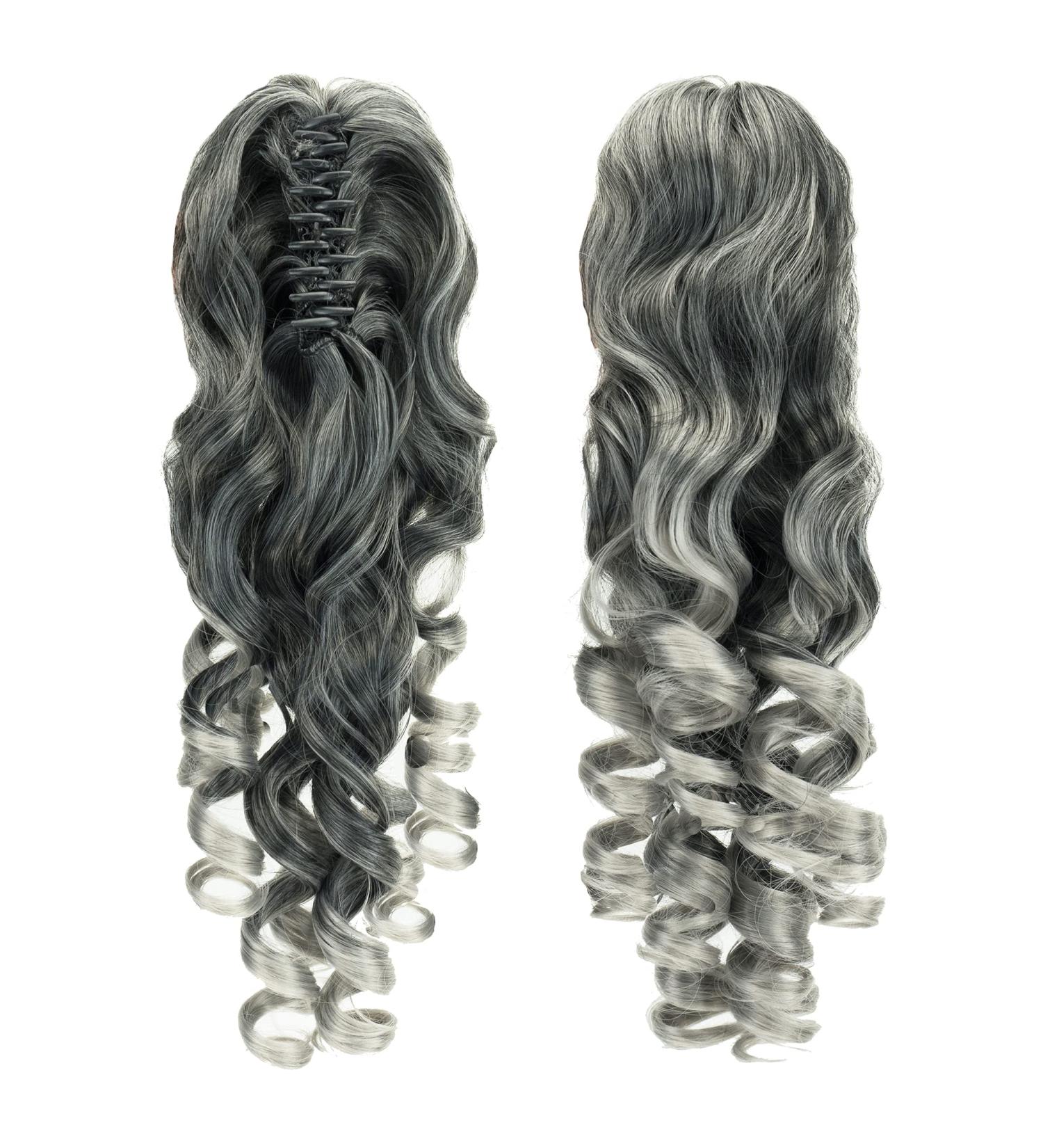 IMISSU Long Curly Claw Ponytail Clip On Hair Extension Pony Tail Hair Piece (Black Ombre Gray 1T0906) - Buy Online on GoSupps.com