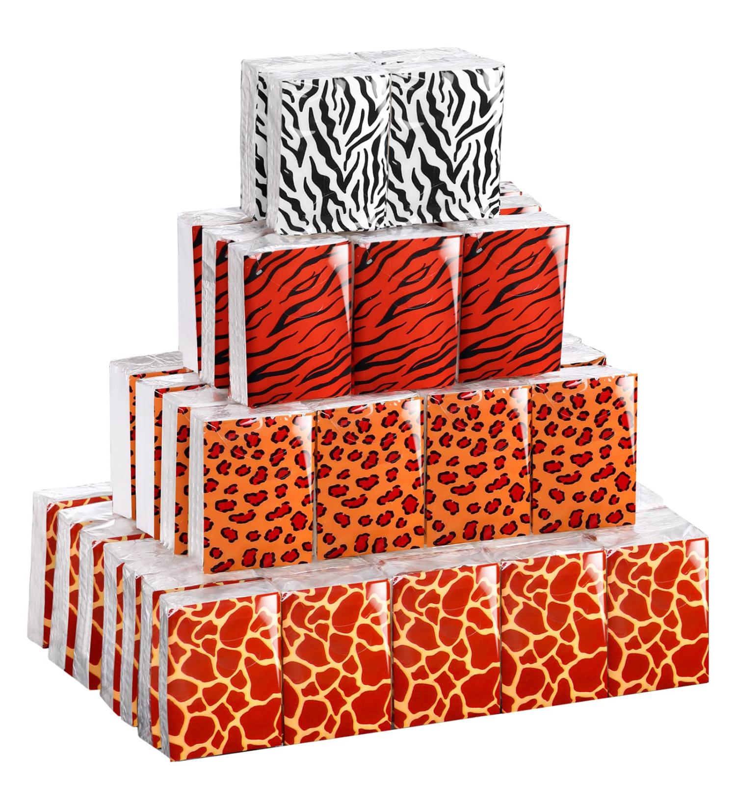 Safari Jungle Pocket Tissue Pack - 800 Sheets | Animal Bulk Travel Paper Napkins for Cowboy Party Decoration, Birthday, Wedding, Baby Shower - 80 Pack - Buy Online on GoSupps.com