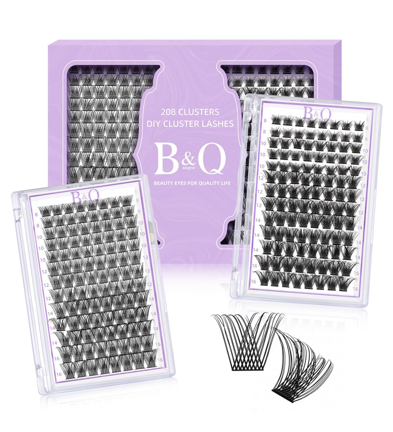 208 PCs Eyelash Extension Kit - B & Q DIY Lash Cluster for Beginners | Reusable Individual Lashes (8-16 Mix B01+B02) - Perfect for At-Home Extensions - Buy Online on GoSupps.com