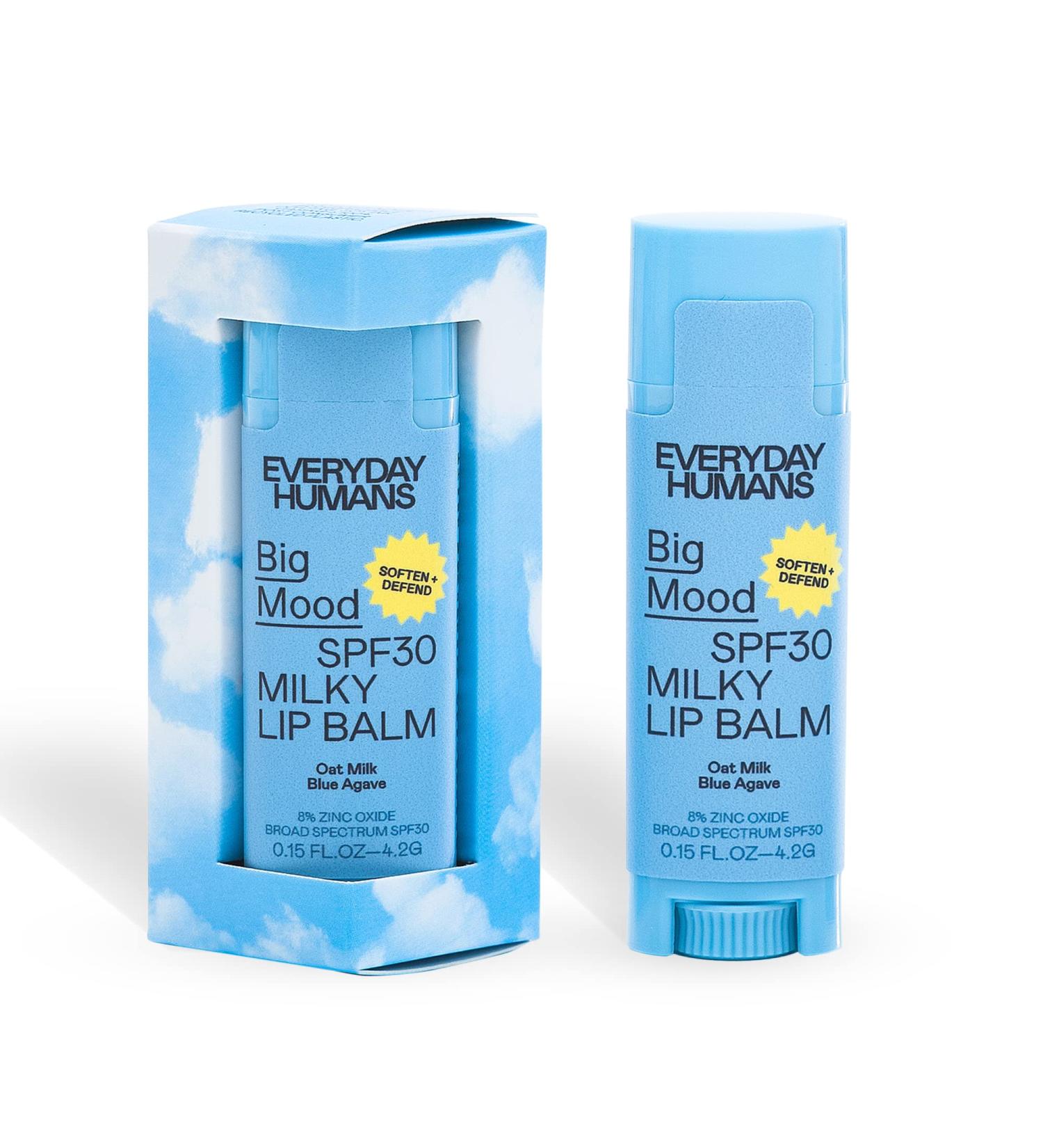 Everyday Humans Big Mood SPF 30 Mineral Sunscreen Lip Balm - Oat Milk Flavor | Shea Butter & Vitamin E | 0.15 oz - Buy Online on GoSupps.com