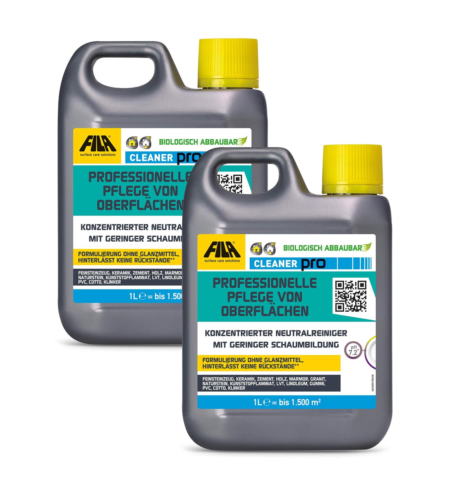 - FILA Cleaner Concentrate Cleaning Concentrate for Marble, Natural Stone, Terracotta, Neutral Cotto, Wood, Laminate, 2 x 1L Canisters, For up to 3,000 m².