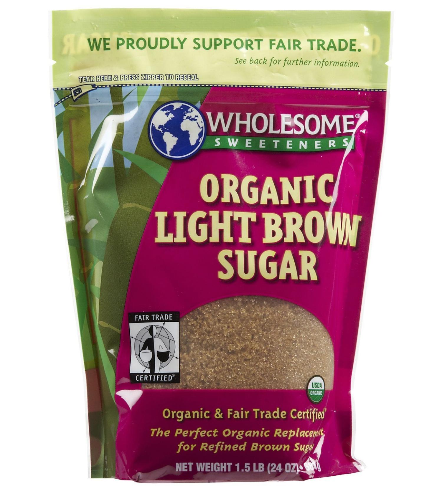 Wholesome Sweeteners Fair Trade Org Light Brown Sugar, 24 oz Pouches