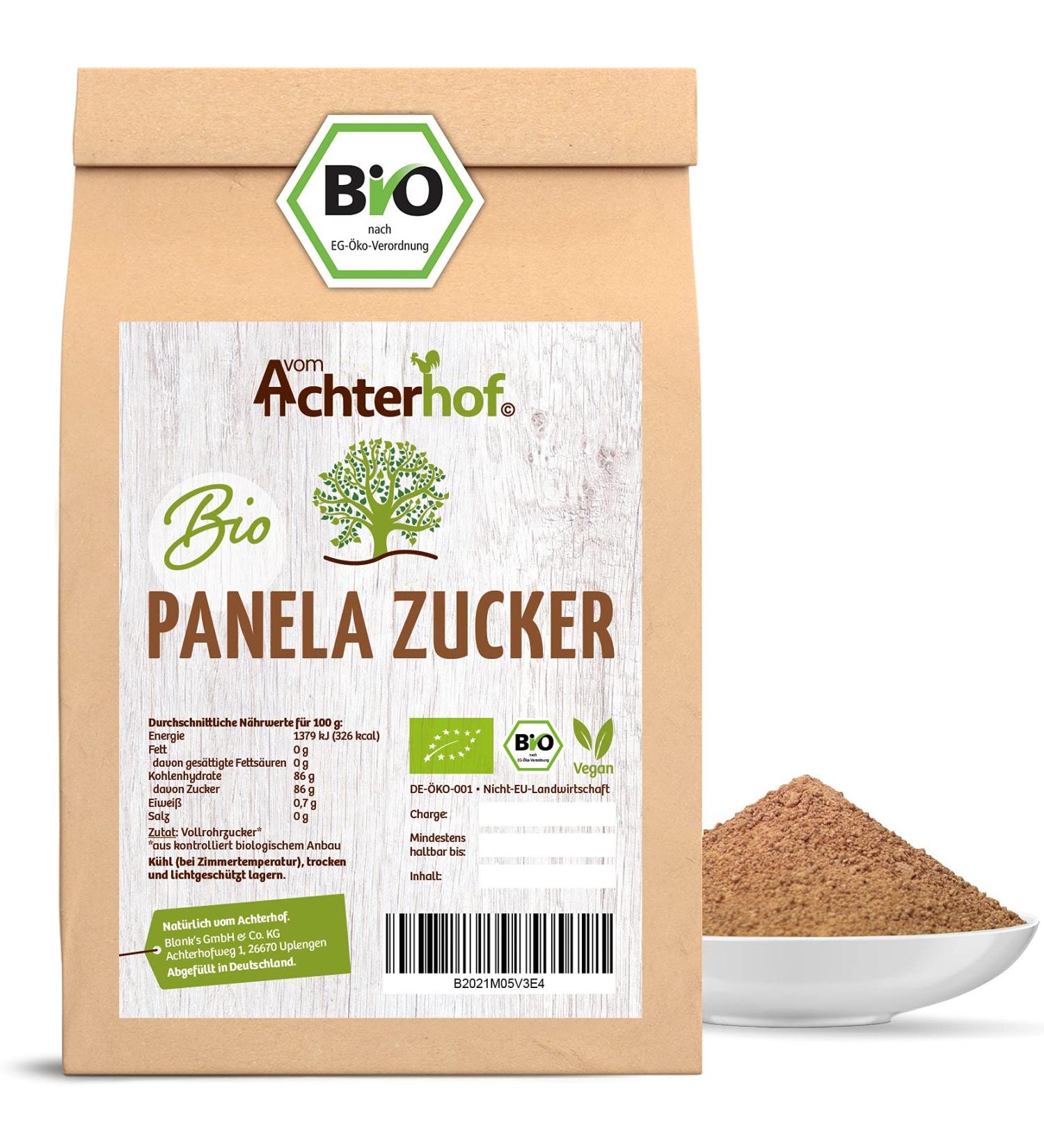 Panela Sugar Bio 500g |Colombia full ripe sugar |Brown sugar without additives |Bio cane sugar from controlled organic cultivation |Panelazucker unaffected |from the Achterhof 500 g (1 Pack)