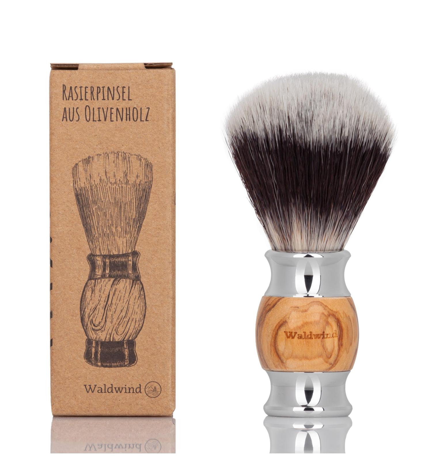 Waldwind Vegan Shaving Brush - Eco-Friendly Olive Wood Handle Plastic-Free Packaging | Unisex Razor Brush for Men & Women - Buy Online on GoSupps.com
