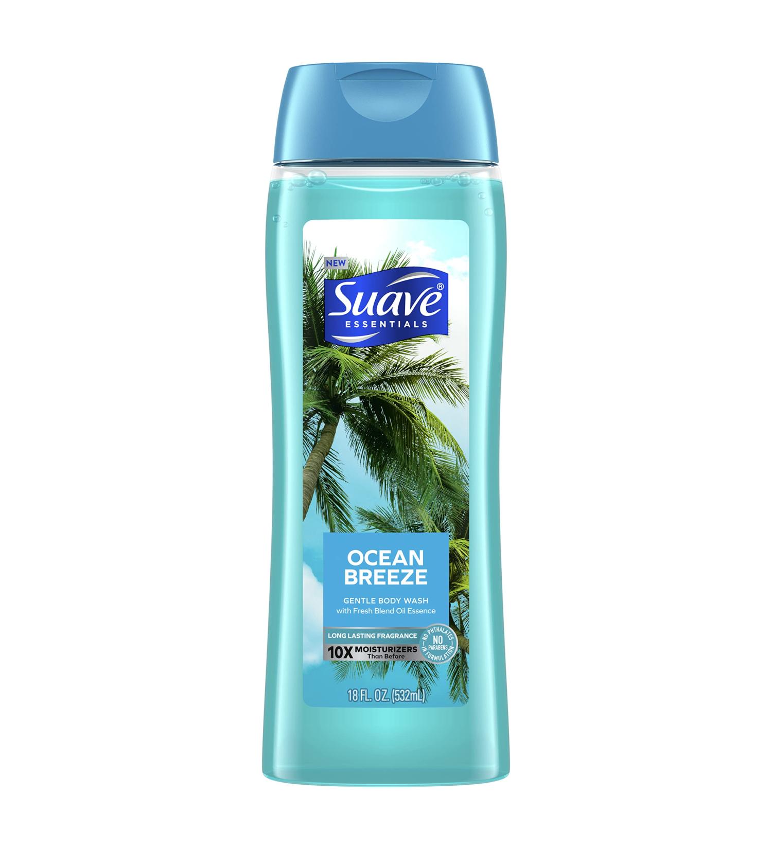 Suave Essentials Gentle Body Wash Ocean Breeze - Vitamin E & Algae Extract - 18 oz - Refreshing Clean for All Skin Types - Buy Online on GoSupps.com