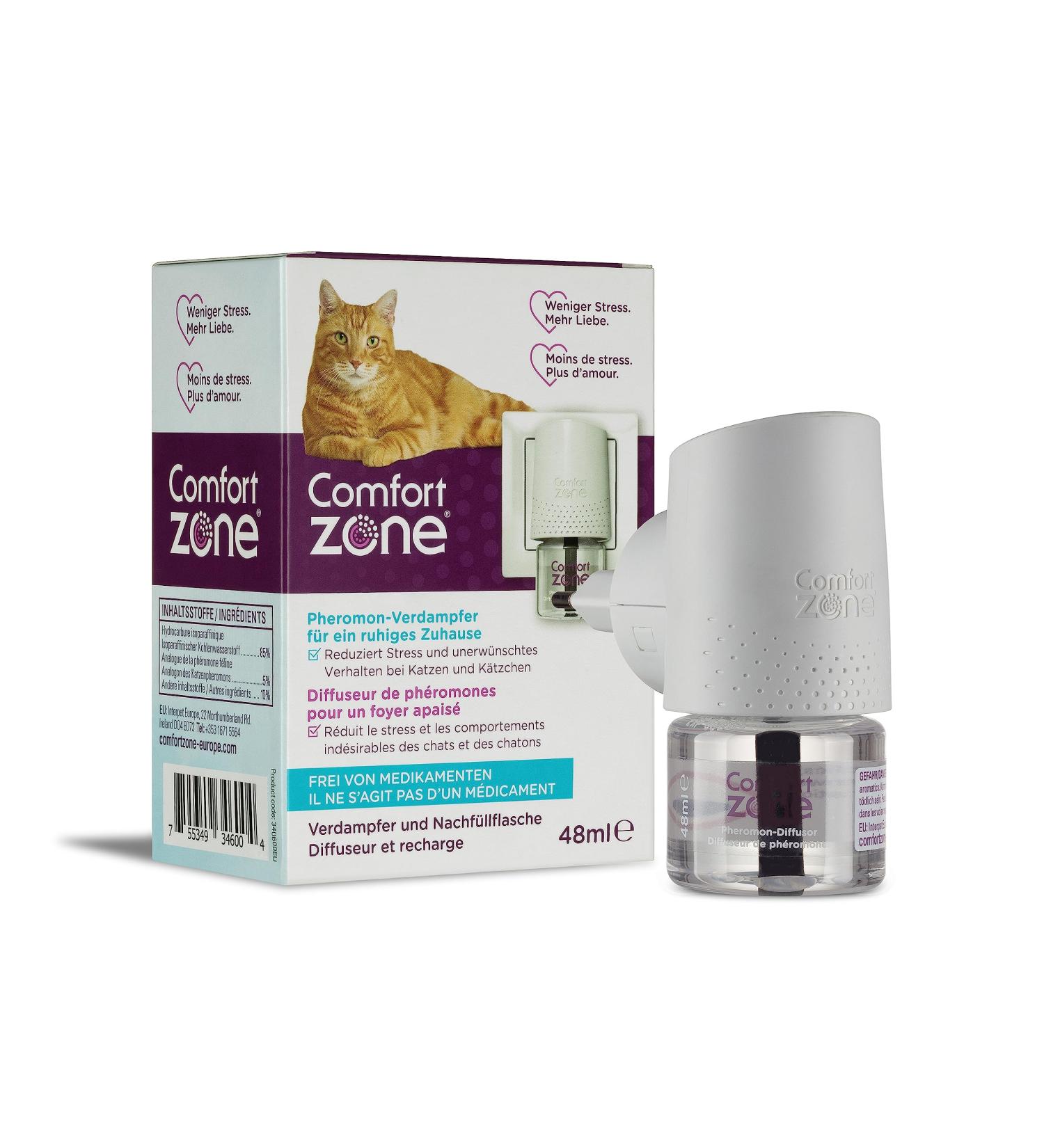 Comfort Zone Cat Diffuser: Pheromone Solution for Stress Relief & Behavior Issues - Includes 1 Diffuser & Refill Bottle - Buy Online on GoSupps.com