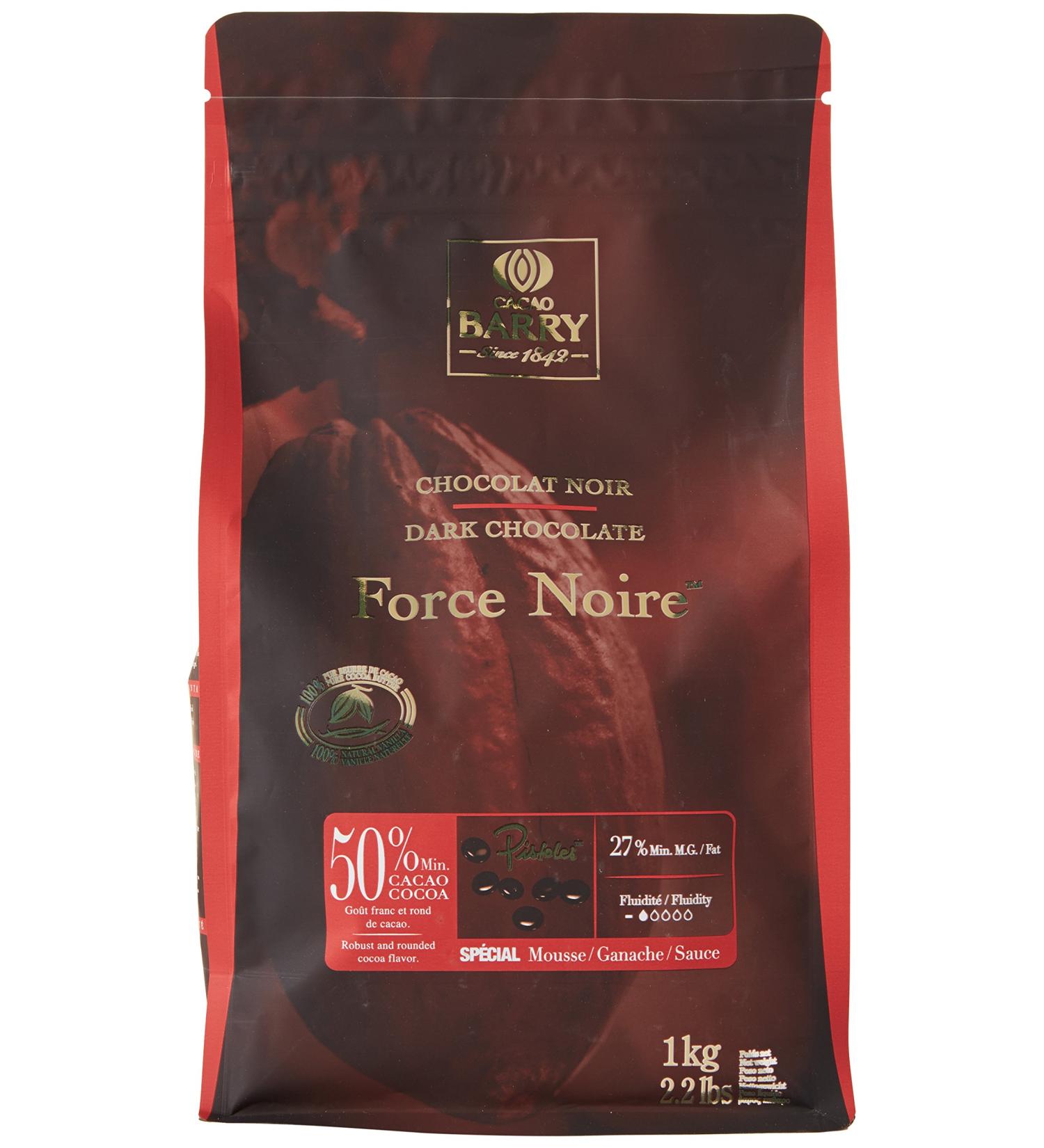 CACAO BARRY 50% Min Cacao Chocolate Force Noire Pistoles 1 kg - Buy Online on GoSupps.com
