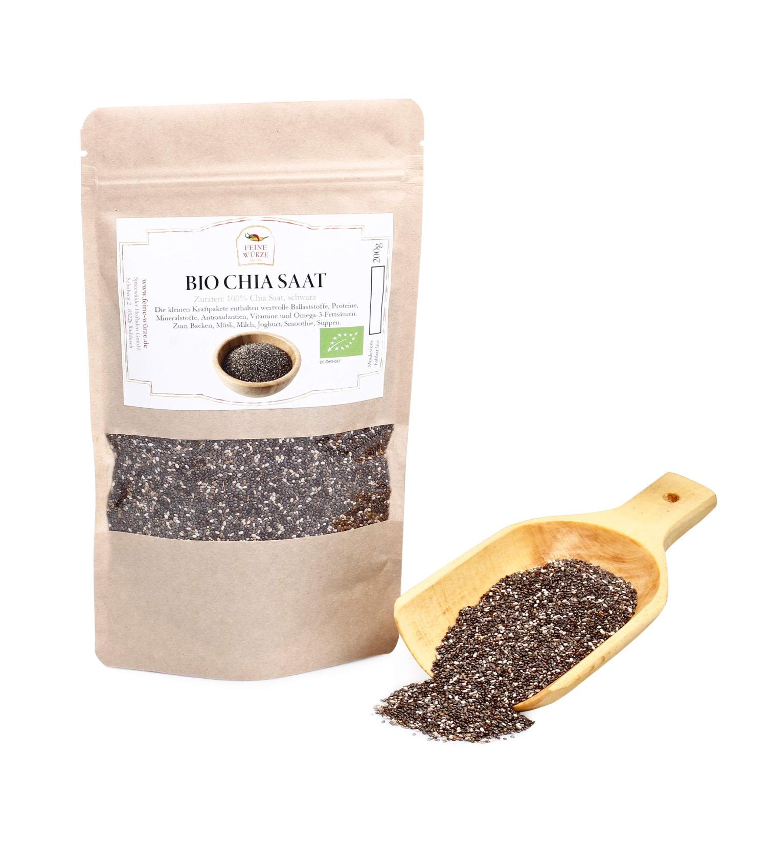 Organic Chia Seeds - Superfood Whole Grain Gluten-Free Perfect for Smoothies & Baking - 200g - Buy Online on GoSupps.com