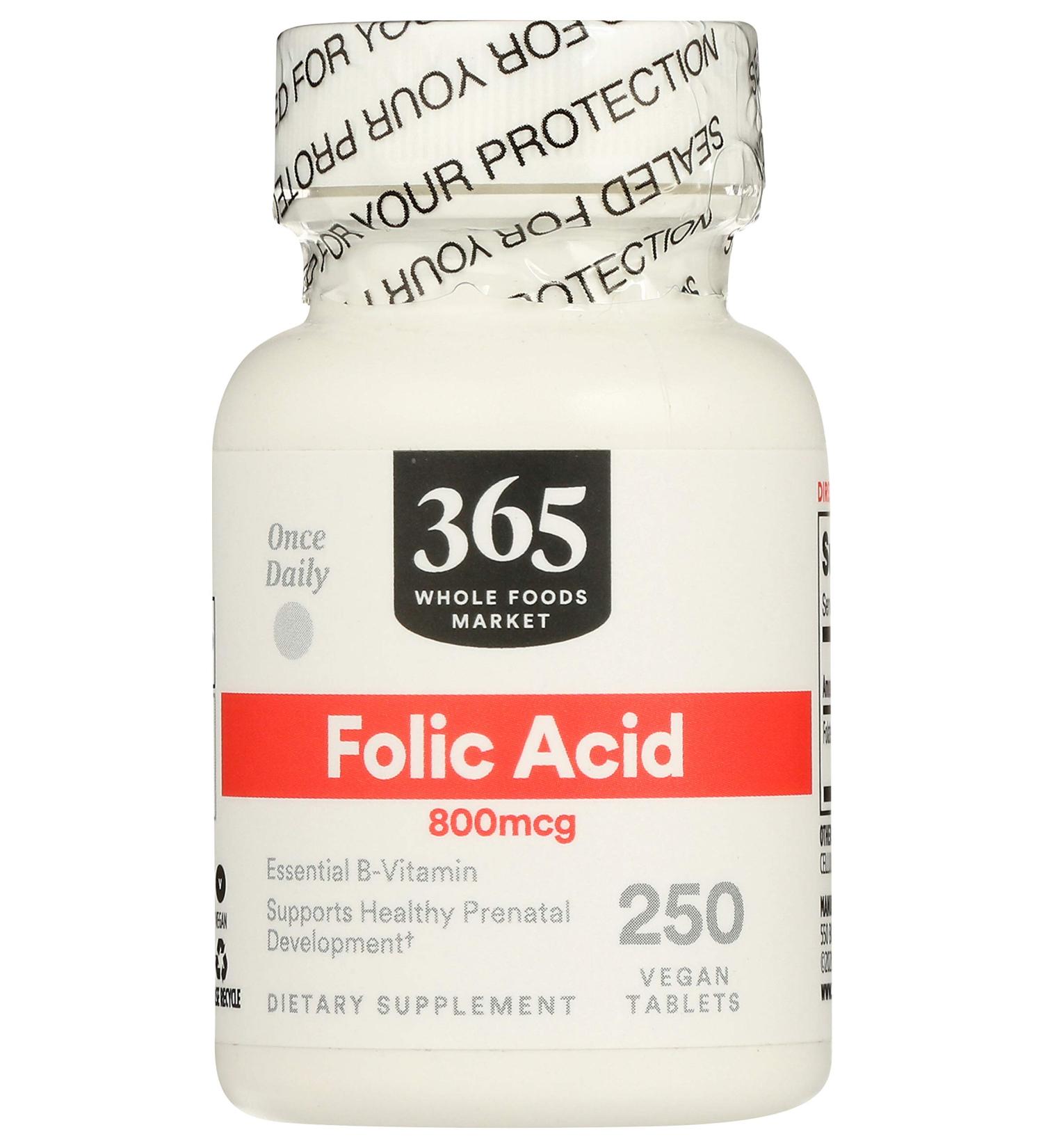 Whole Foods Market Folic Acid 800MCG - 250 Tablets - Buy Online on GoSupps.com