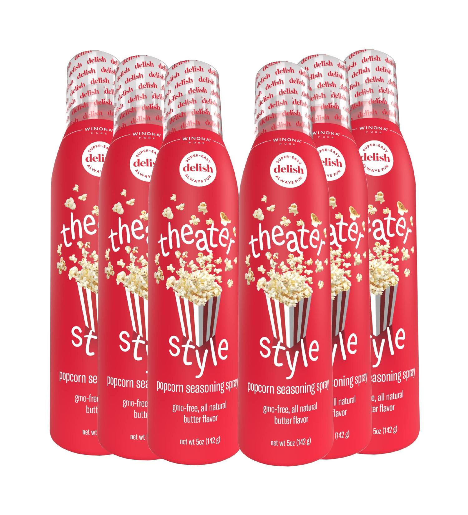 Winona Pure Popcorn Butter Theater Style 5oz (6-Pack) | 0 Calorie Delicious Popcorn Spray for Popcorn Lovers - Buy Online on GoSupps.com