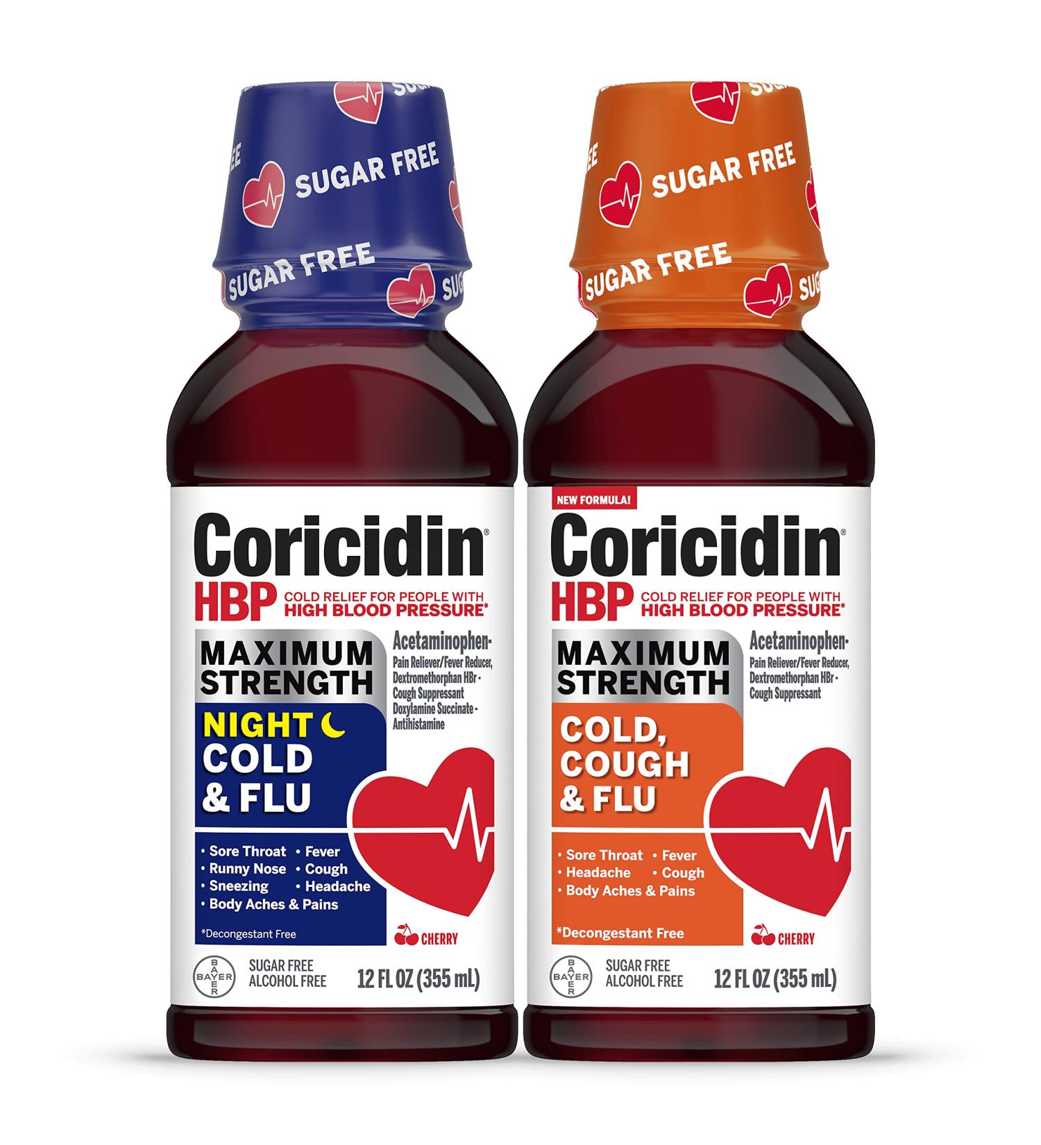 Coricidin HBP Maximum Strength Cold & Flu Day & Night Liquid Twinpack - 12 Fl Oz (Pack of 2) - Buy Online on GoSupps.com
