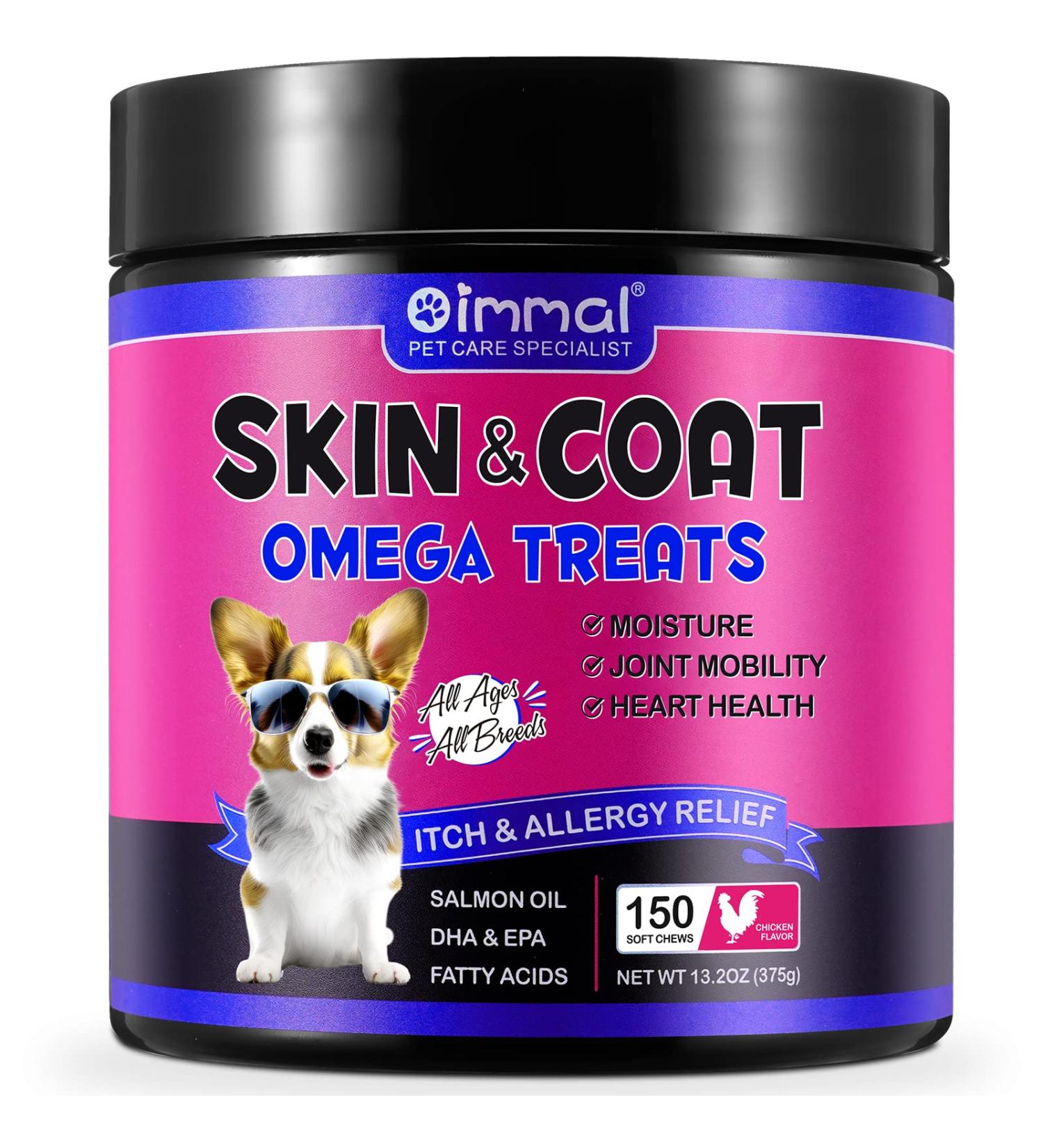 Skin & Coat supplement for dogs Vitamin C E Zinc Biotin OMEGA 3 Shiny coat Rejuvinate Healthy coat Natural Support itchy skin relief Daily - Buy Online on GoSupps.com