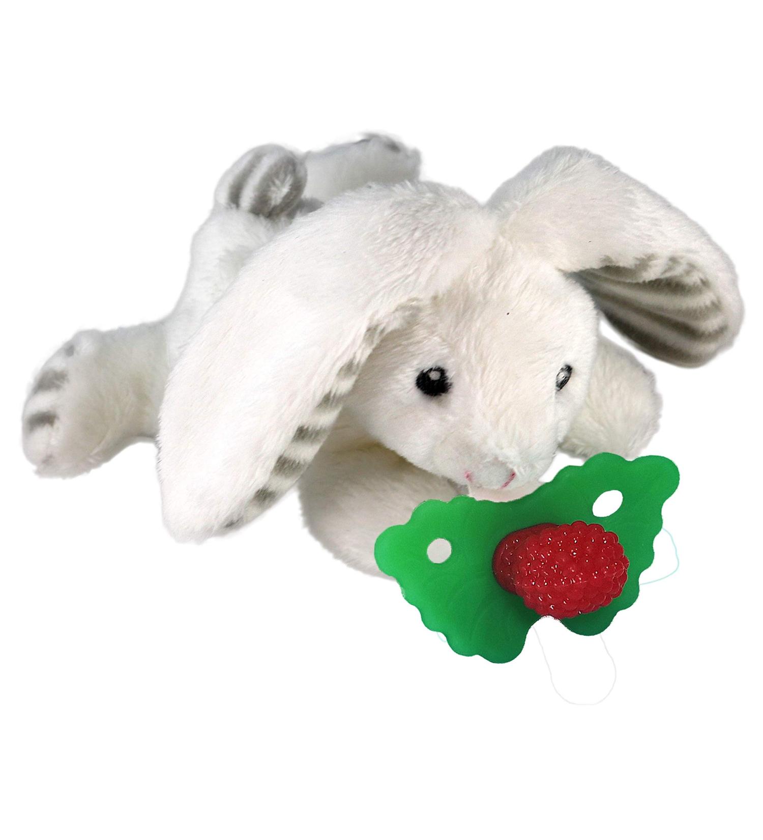 RAZBABY Razbuddy Razberry Teether/Pacifier Holder with Removable Baby Teether Toy - BPA Free - Bunny Design | 0M - Buy Online on GoSupps.com