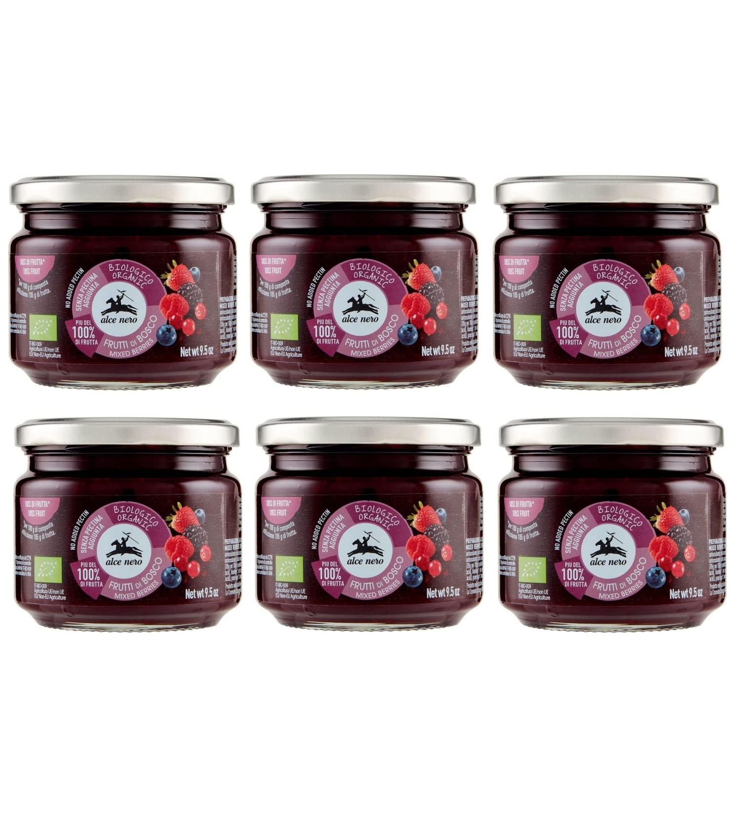 Alce Nero Organic Berry Compote Organic Berry Compote with Organic Strawberries Blackberries Blueberries Red Gooseberries and Raspberries 270 g - Buy Online on GoSupps.com