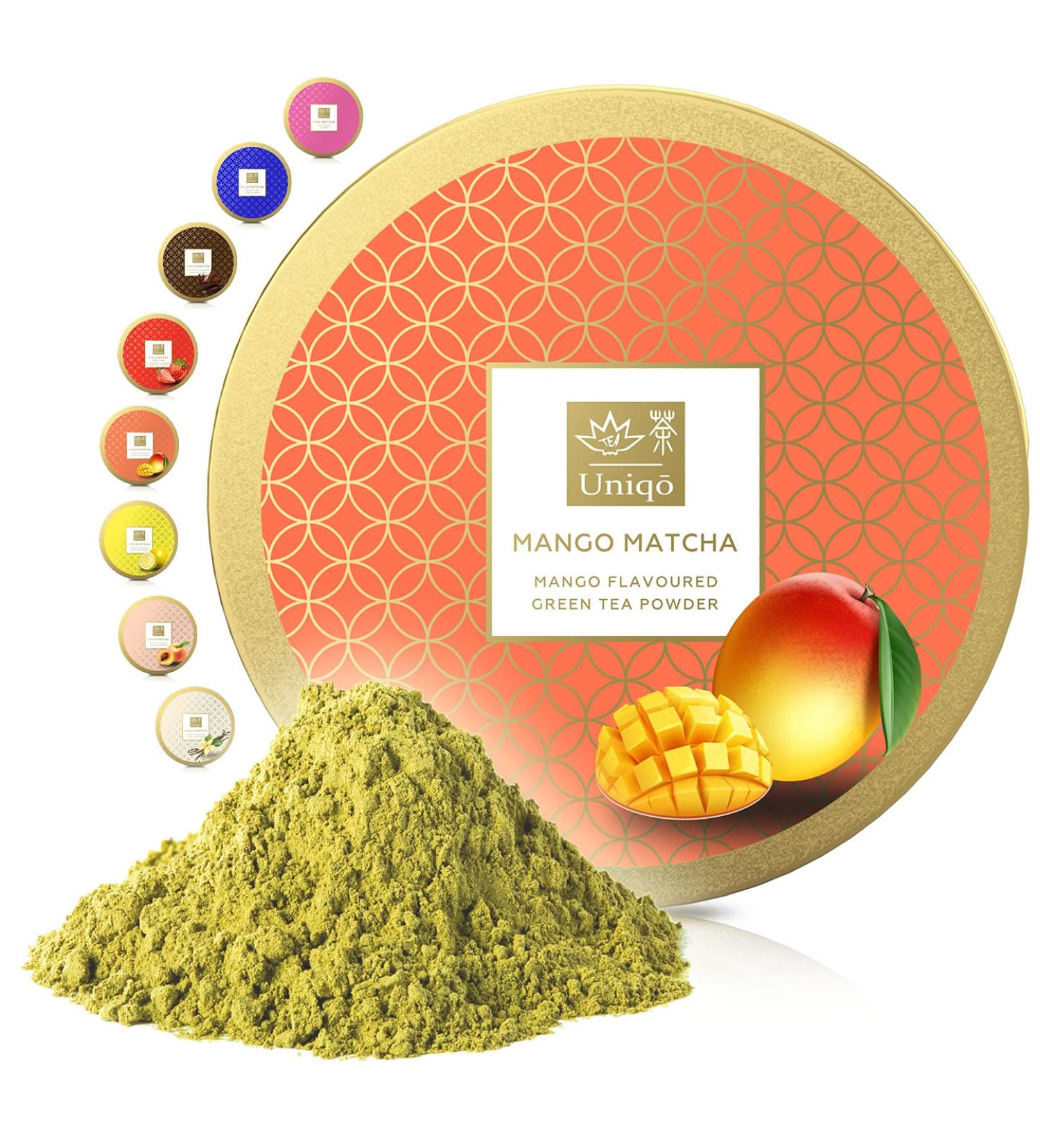 Buy TEA Uniqo Mango Matcha Powder - Perfect for Ice Cream Lattes Shakes & Baking - 100% Natural Green Tea Flavor - Re-Lockable Can - International Shipping Available - Buy Online on GoSupps.com