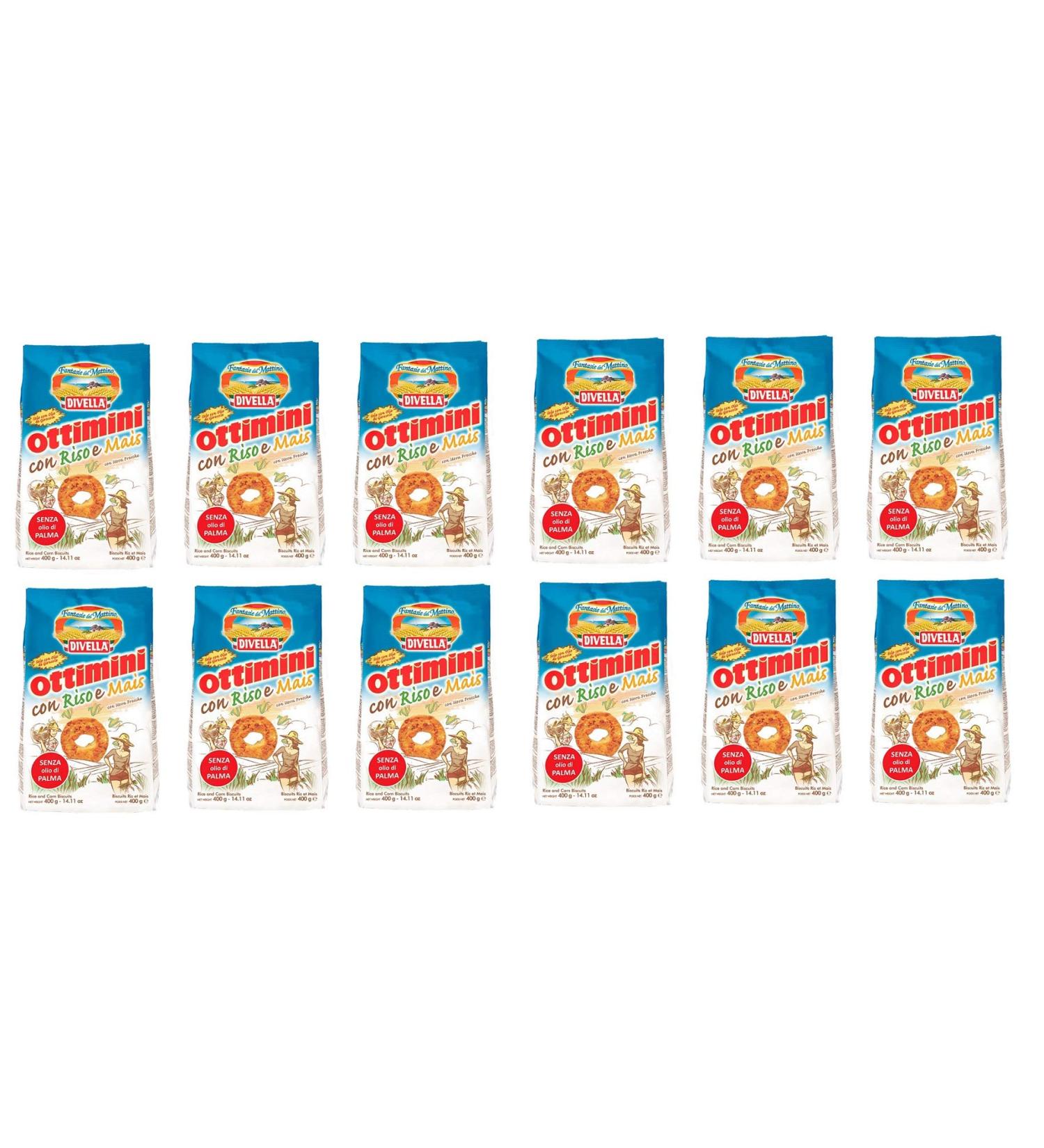 Divella Divella Ottimani with Rice and Corn Biscuit Cookie with Rice and Corn 400 g Pack of 12