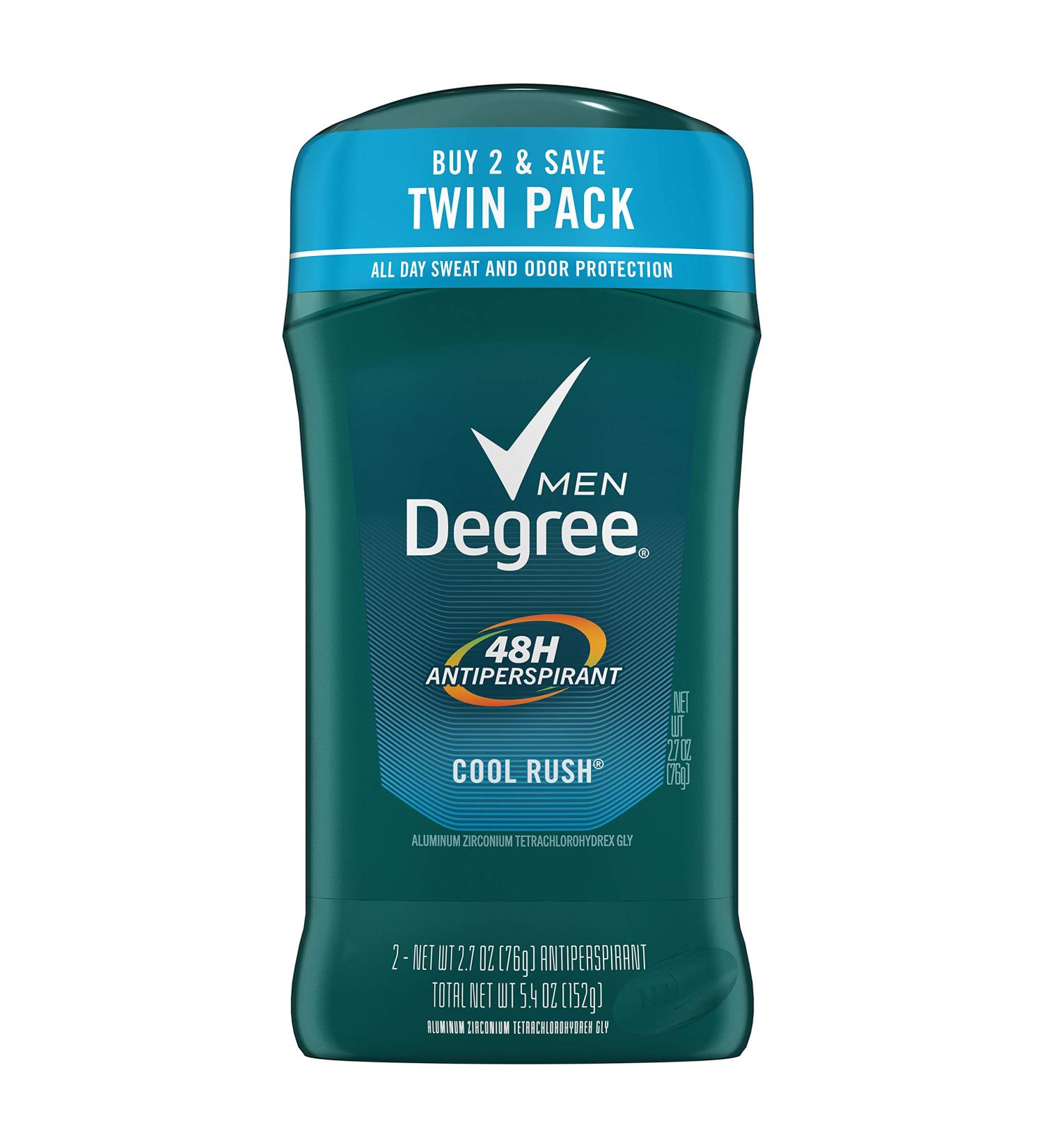 Degree Men Cool Rush 48-Hour Antiperspirant Deodorant Stick 2.7oz (Pack of 2) - Buy Online on GoSupps.com